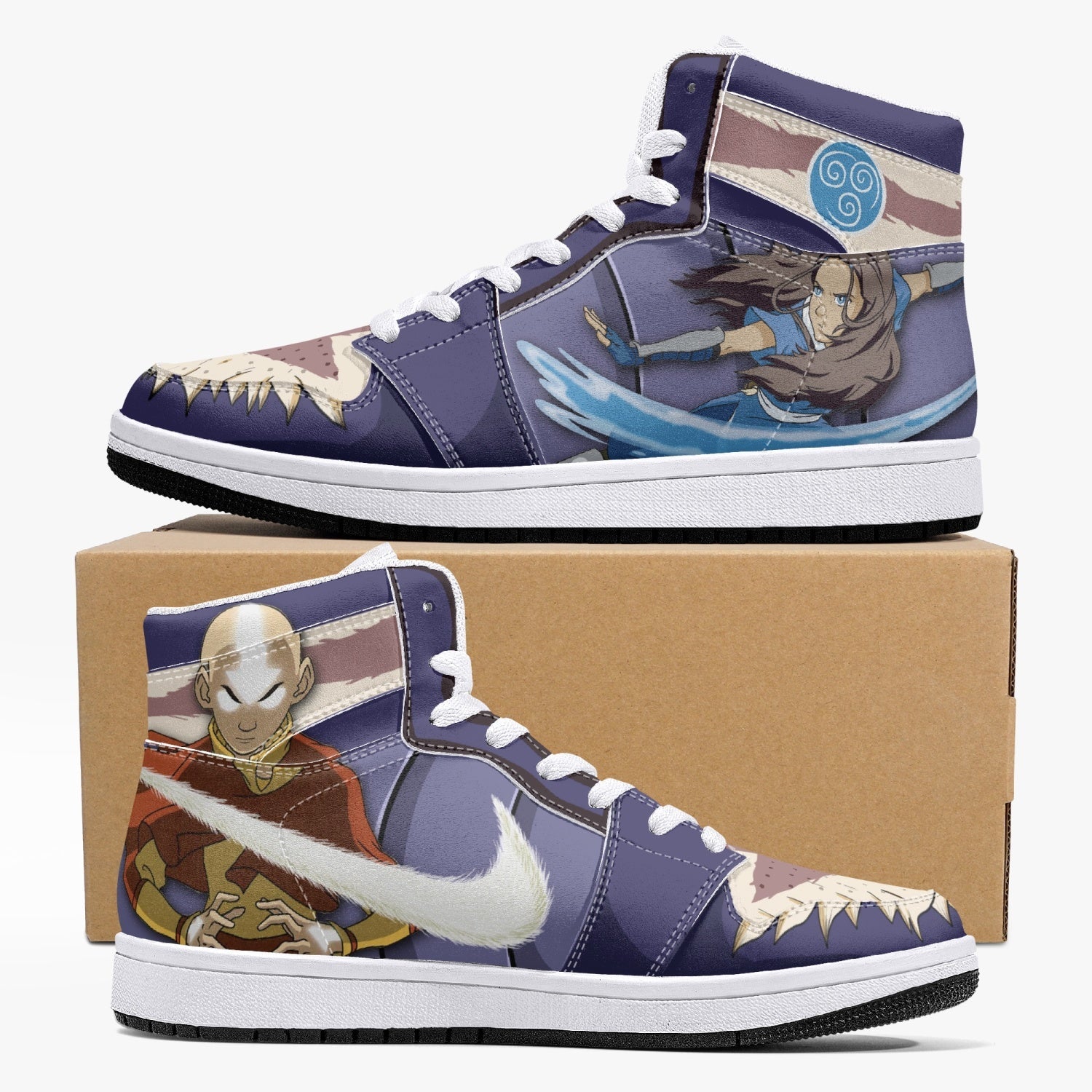 Aang and Katara Avatar Mid 1 Basketball Shoes