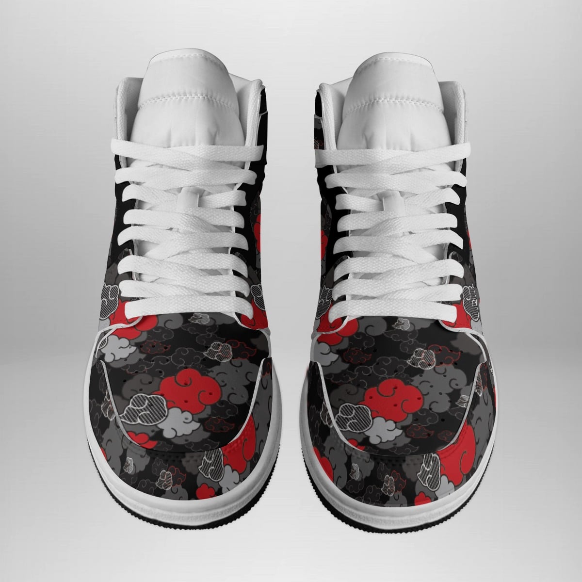 Akatsuki Black Aloha Pattern Basketball Shoes for Men – Stylish Shonen Mid 1 Sneakers