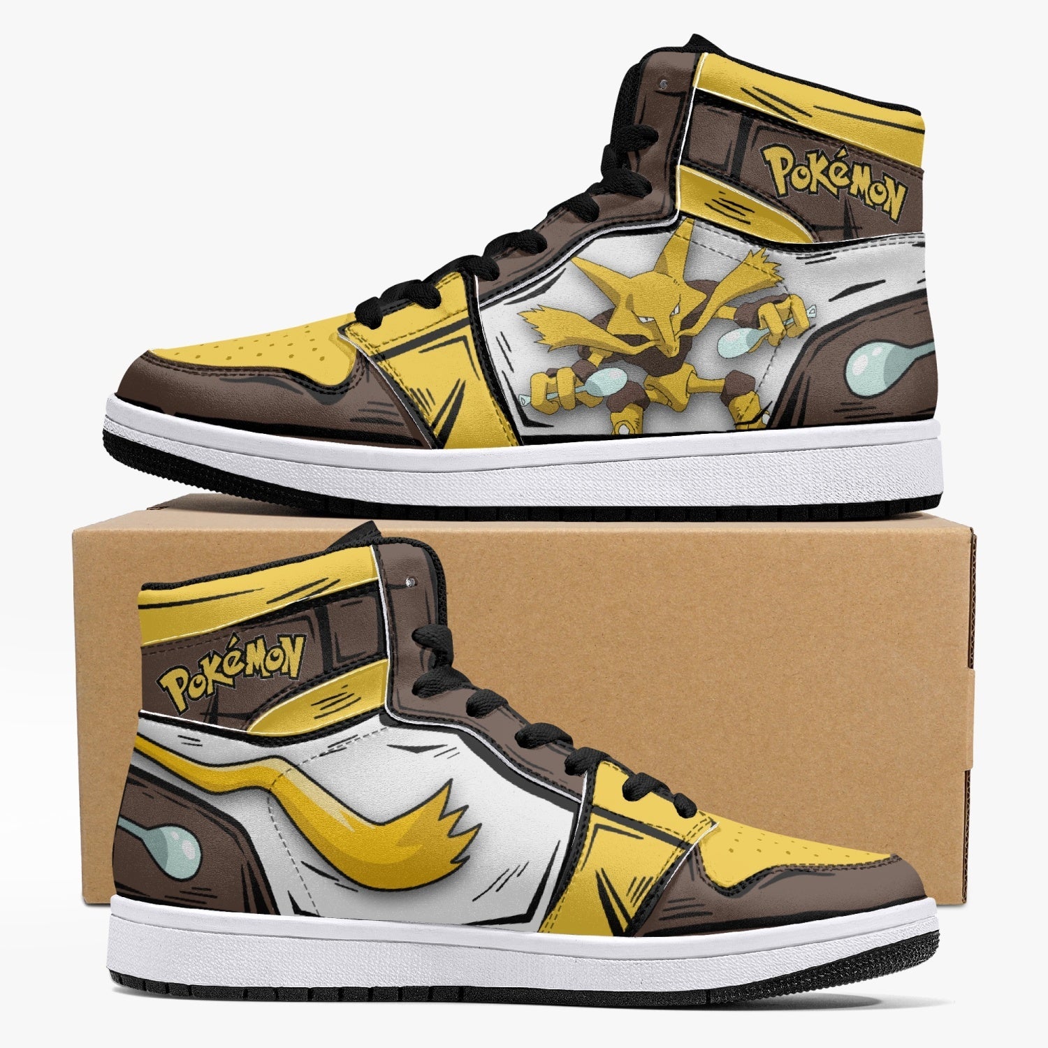 Alakazam Pokemon Mid 1 Basketball Shoes