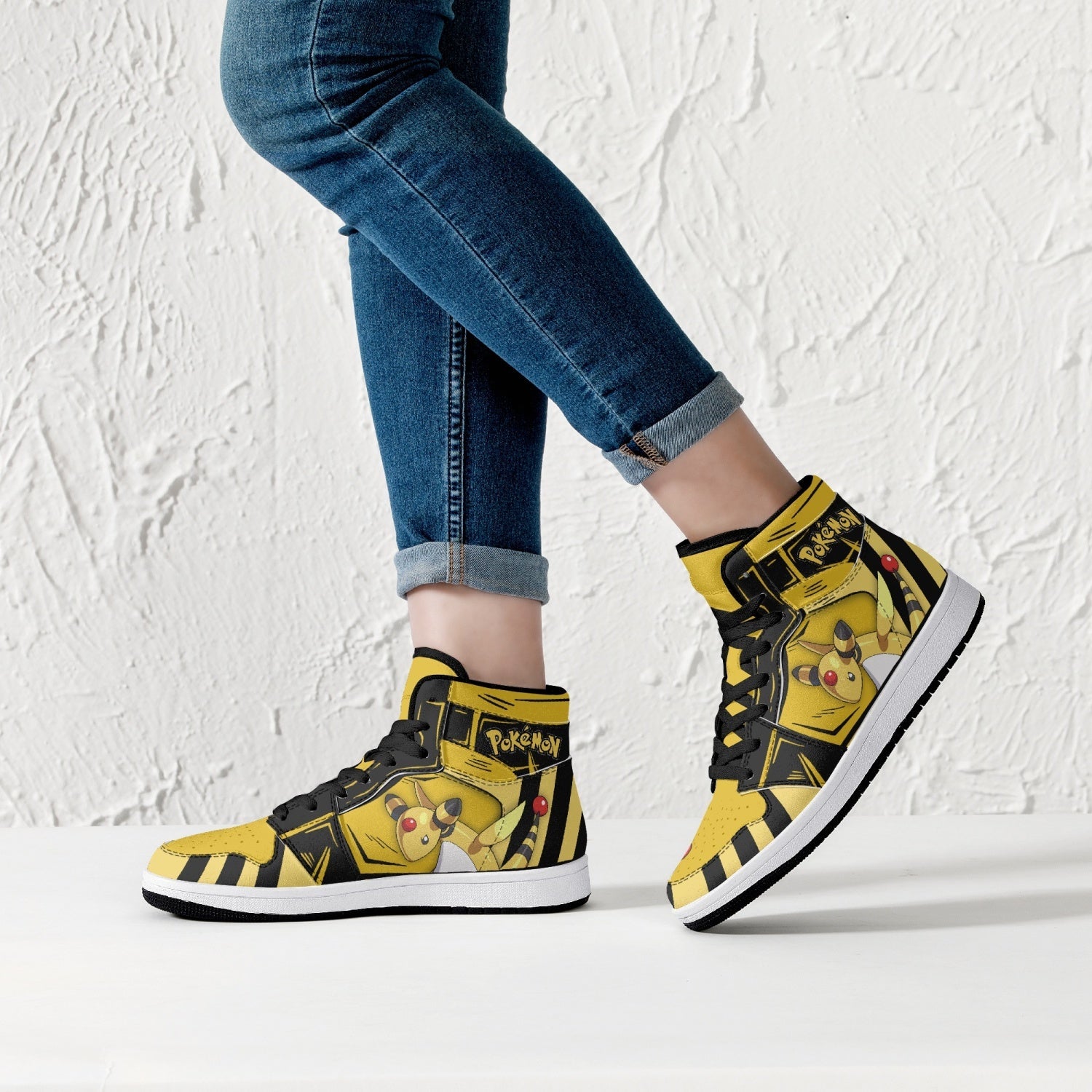 Ampharos Pokemon Mid 1 Basketball Shoes