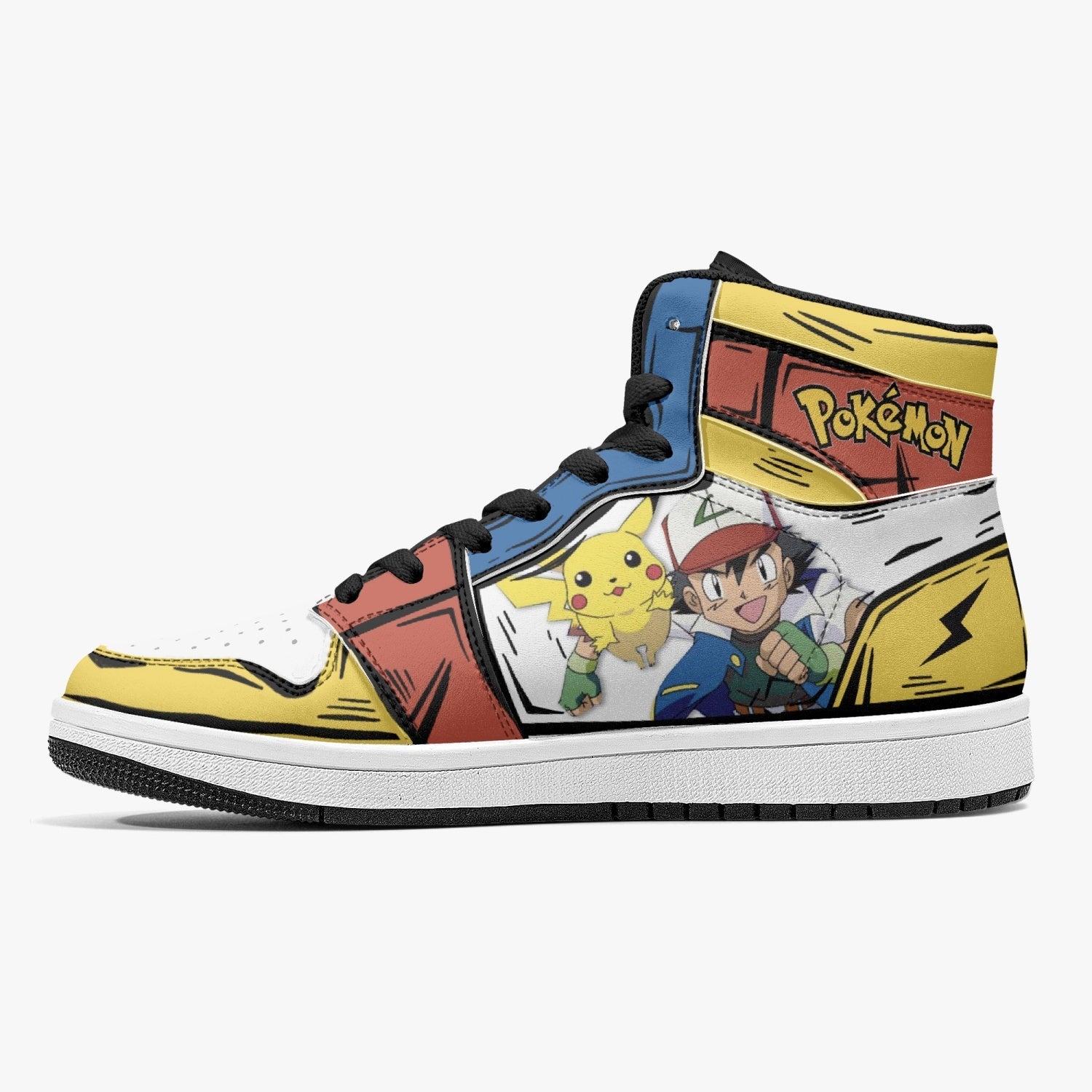 Ash Ketchum and Pikachu Mid 1 Basketball Shoes