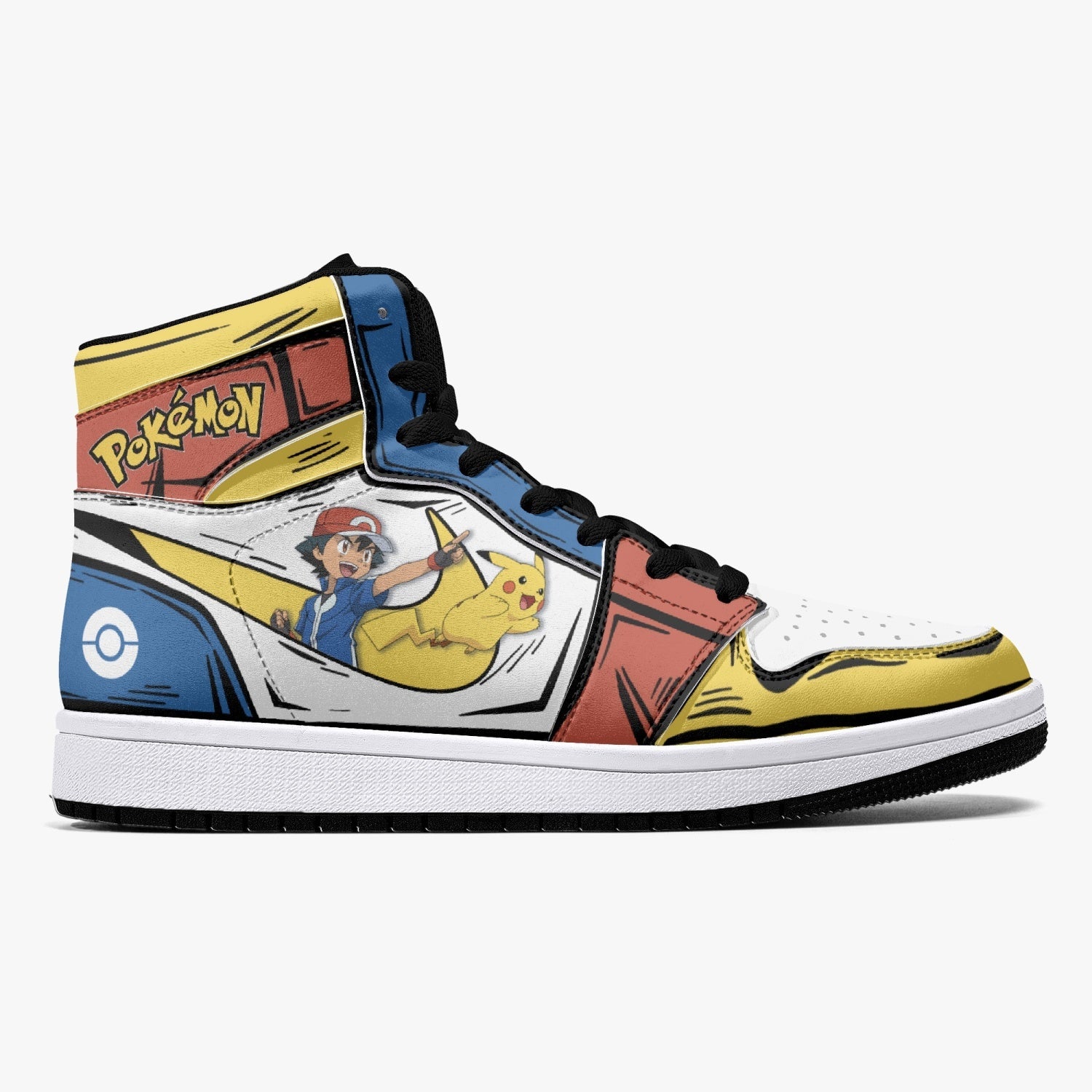 Ash Ketchum and Pikachu Mid 1 Basketball Shoes