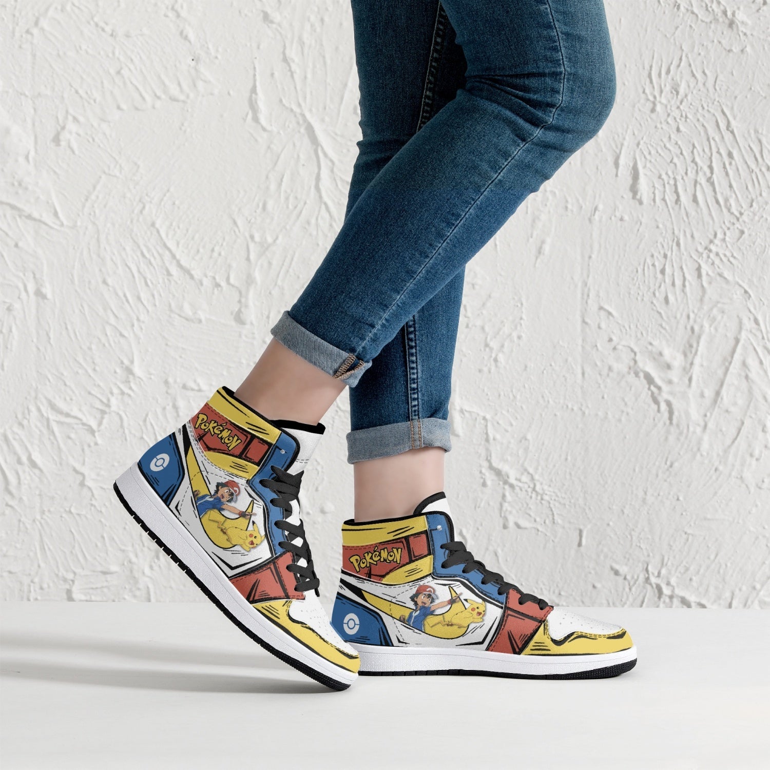 Ash Ketchum and Pikachu Mid 1 Basketball Shoes