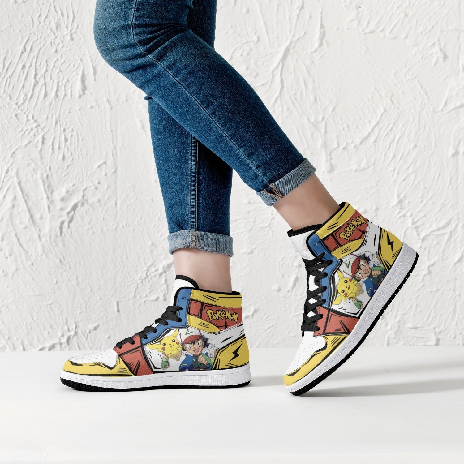 Ash Ketchum and Pikachu Mid 1 Basketball Shoes