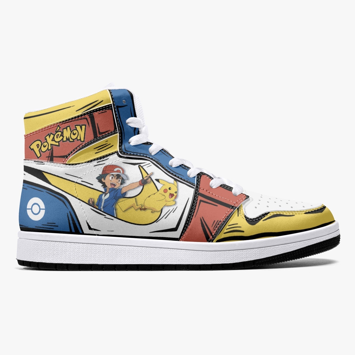Ash Ketchum and Pikachu Mid 1 Basketball Shoes