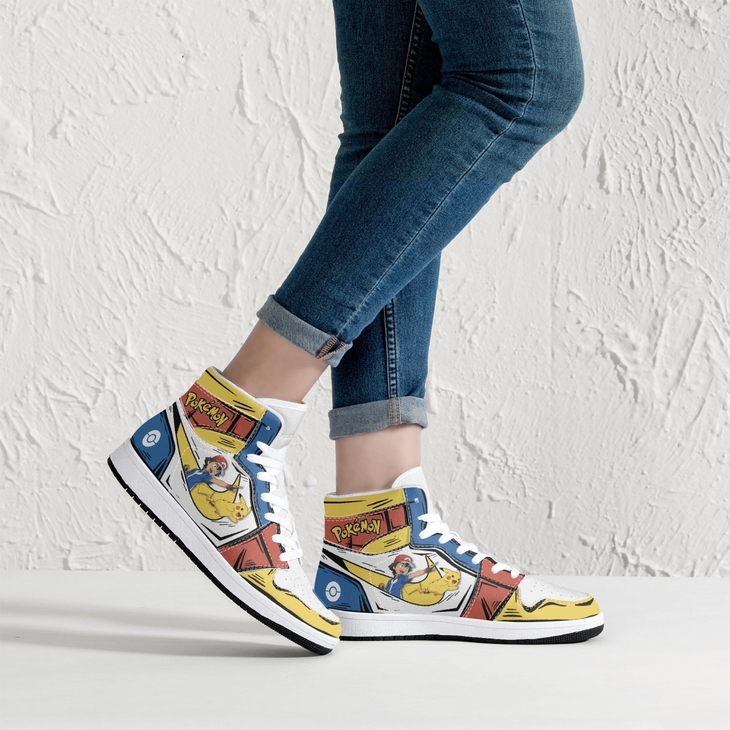 Ash Ketchum and Pikachu Mid 1 Basketball Shoes