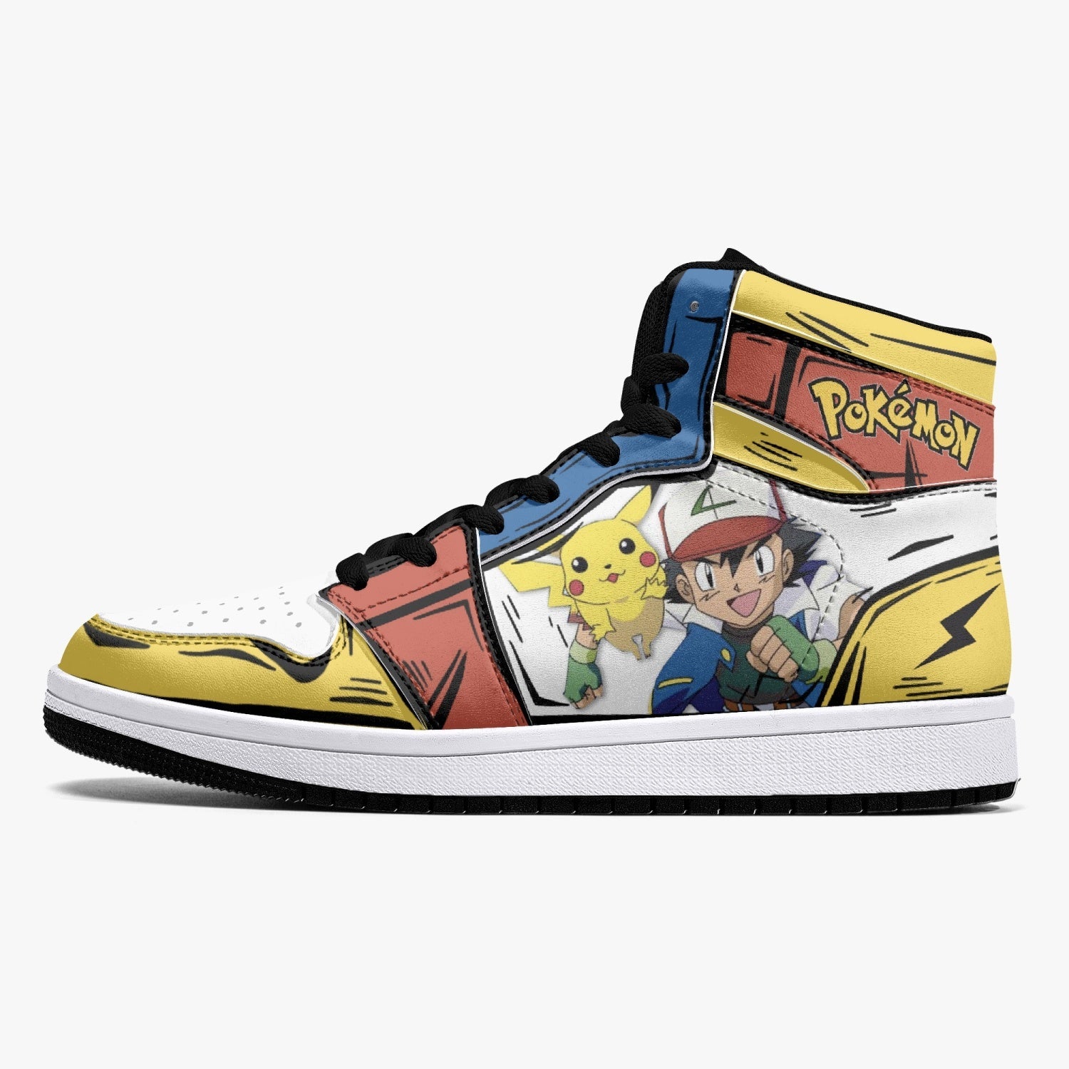 Ash Ketchum and Pikachu Mid 1 Basketball Shoes