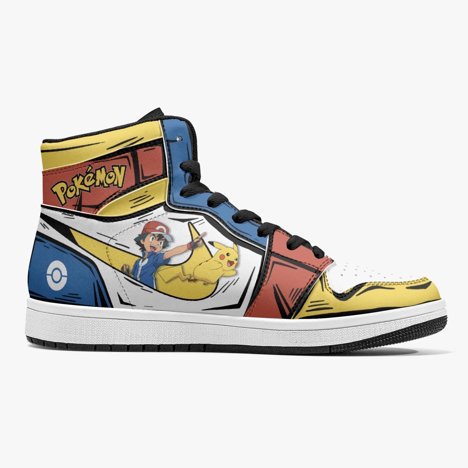 Ash Ketchum and Pikachu Mid 1 Basketball Shoes