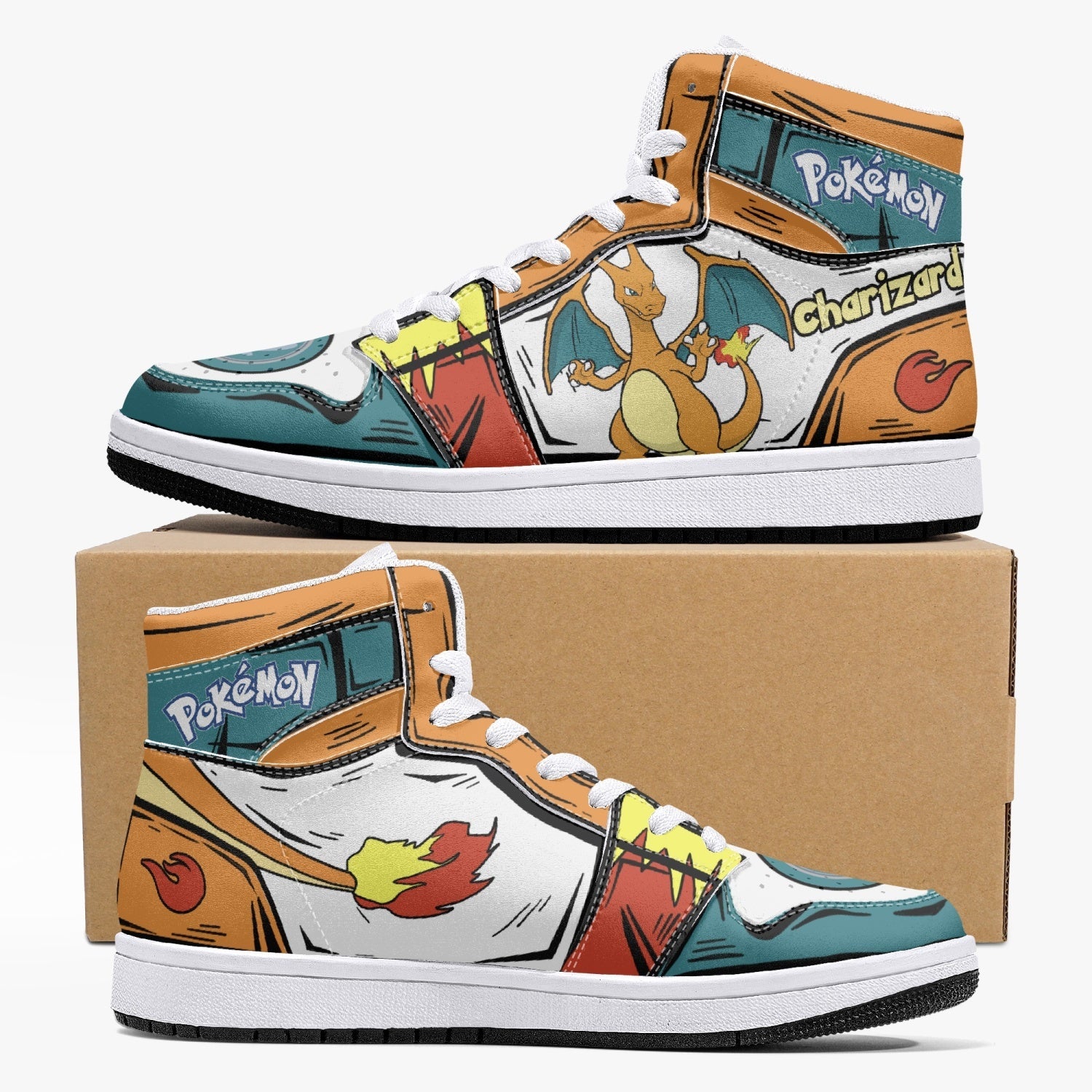 Charizard Pokemon Mid 1 Basketball Shoes