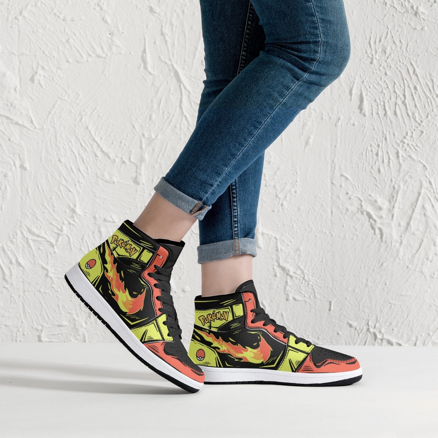 Flareon Pokemon Mid 1 Basketball Shoes