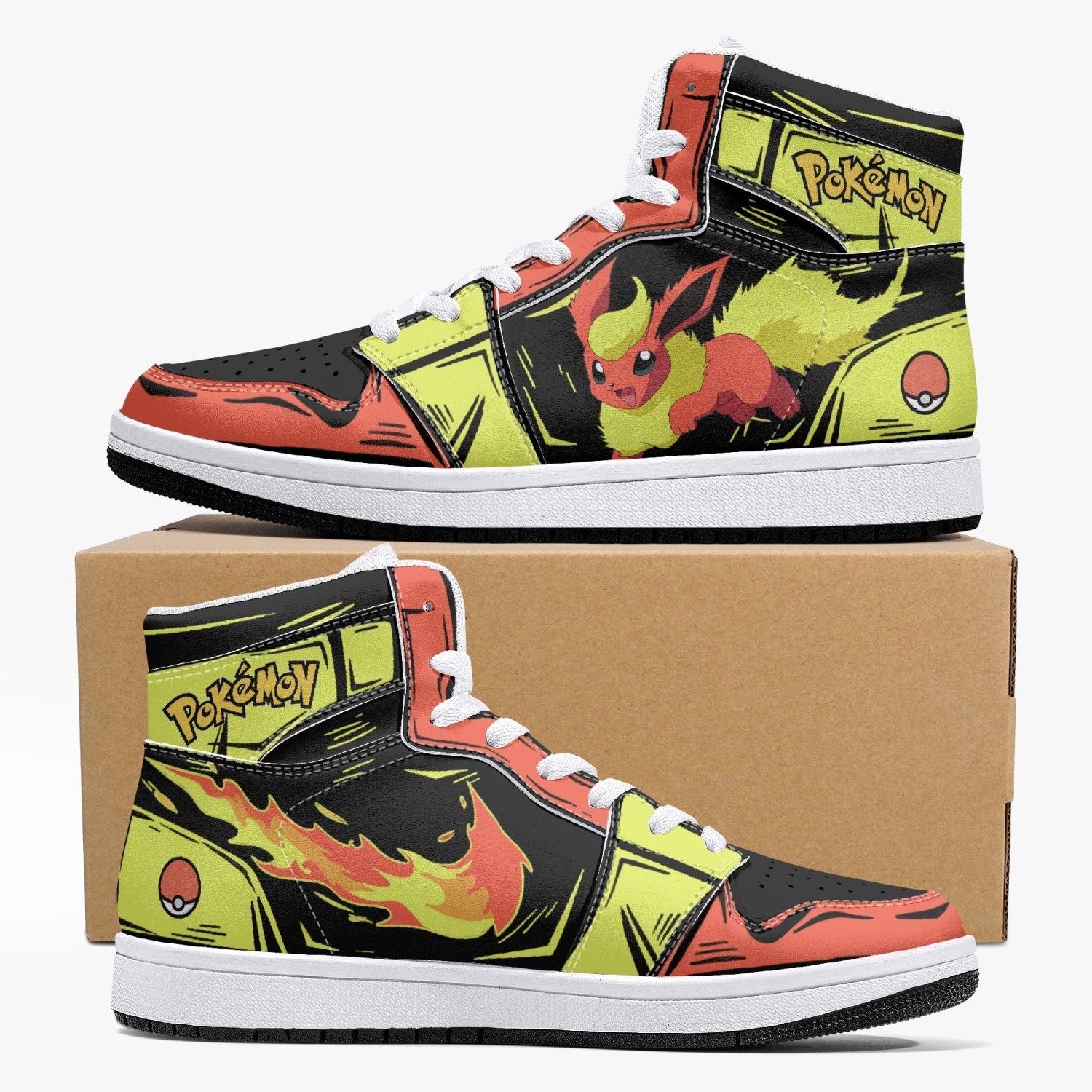 Flareon Pokemon Mid 1 Basketball Shoes