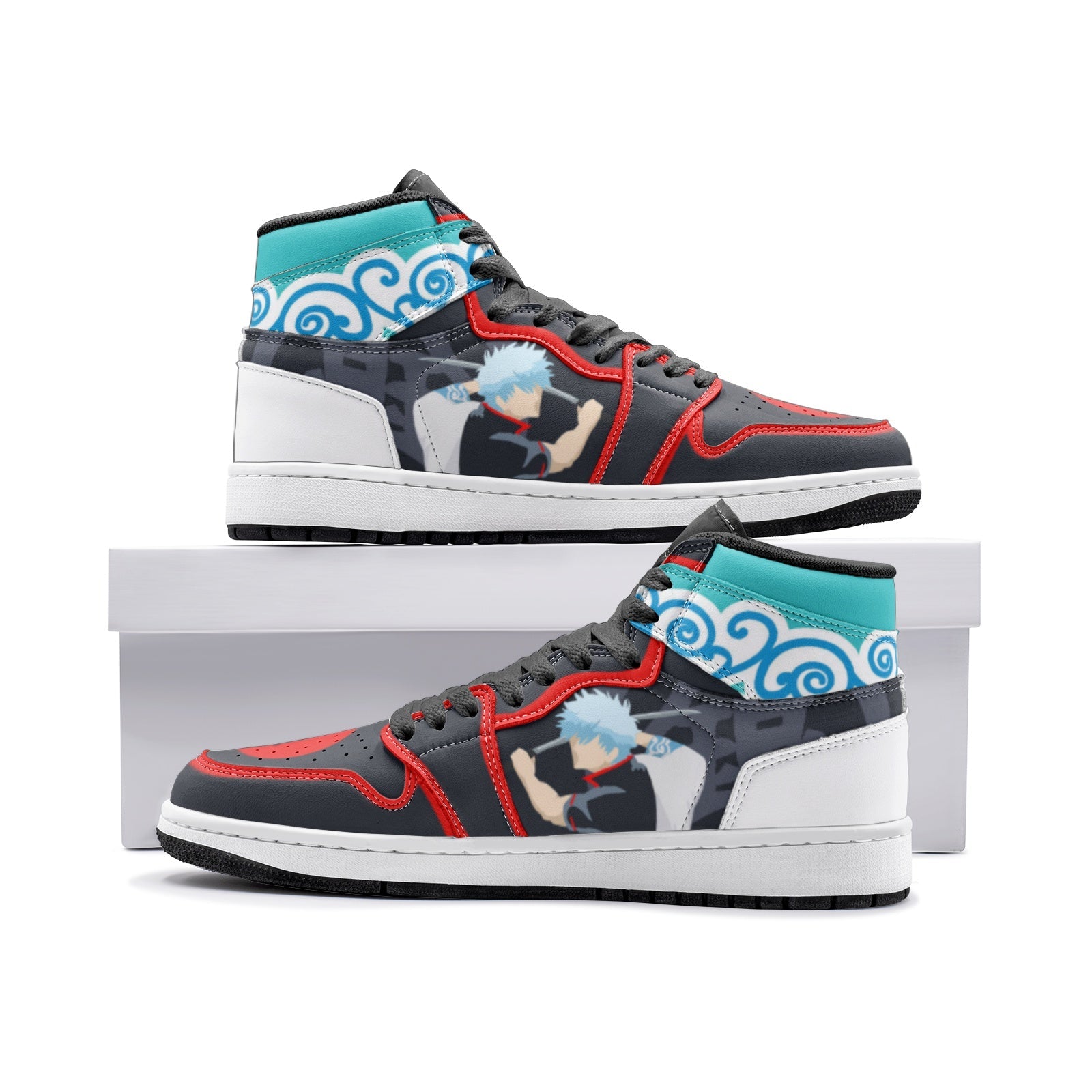 Gintoki Kimono Pattern Gintama Mid 1 Basketball Shoes