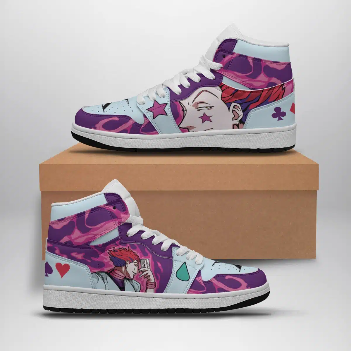 Hisoka Aura Basketball Shoes for Hunter X Hunter Fans  Mid 1 Shonen Sneakers