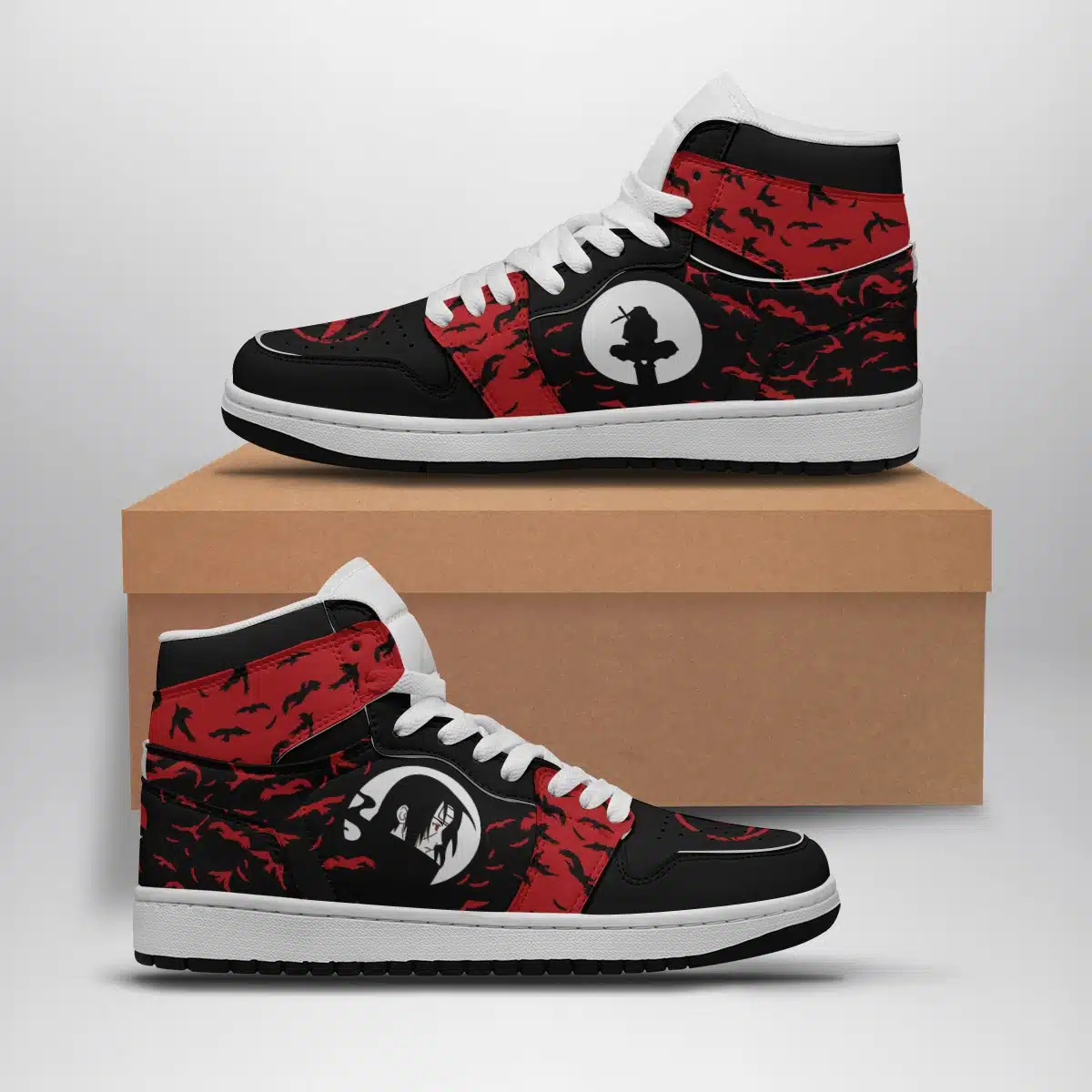 Itachi Crows Naruto Shippuden Shonen Mid 1 Basketball Shoes for Anime Fans