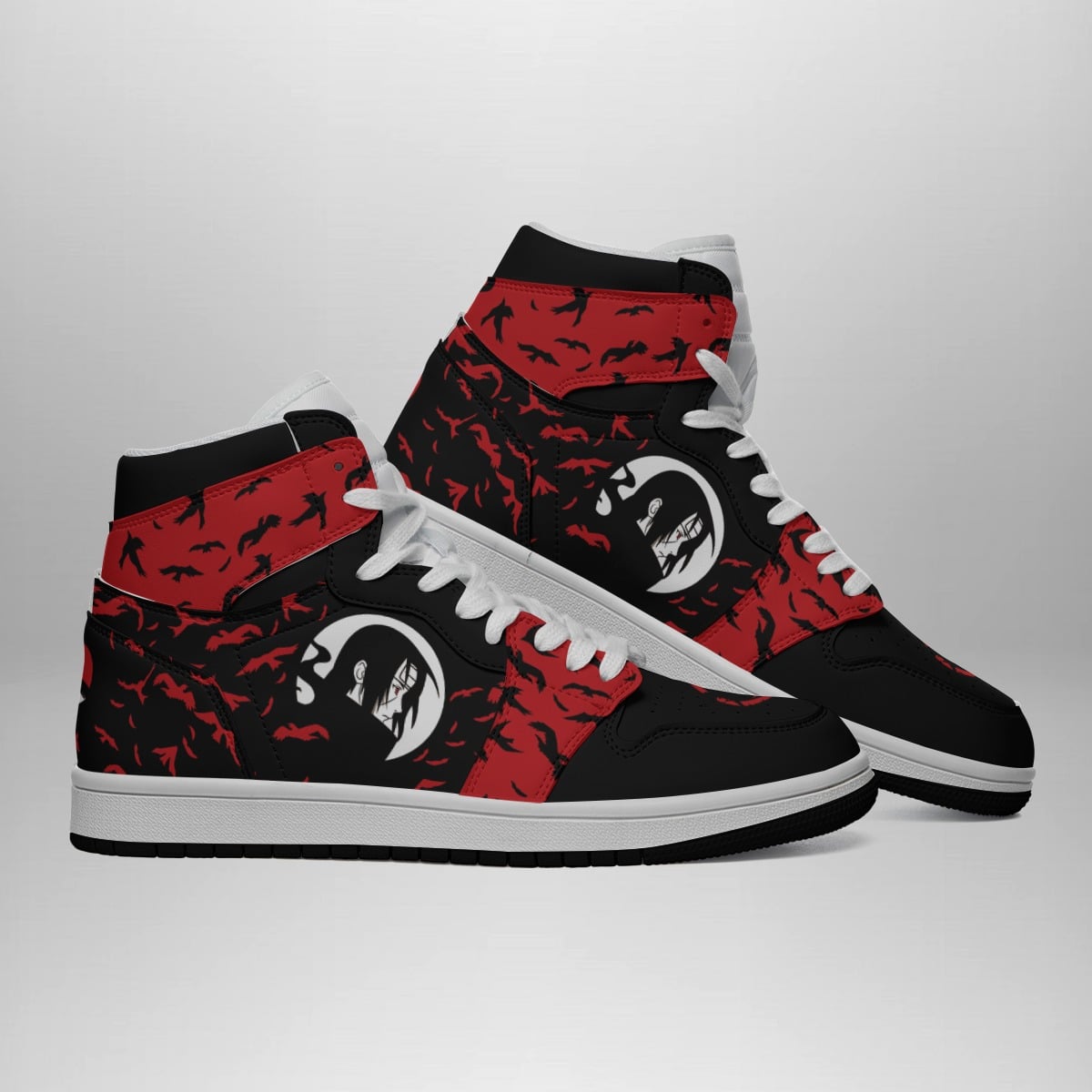 Itachi Crows Naruto Shippuden Shonen Mid 1 Basketball Shoes for Anime Fans