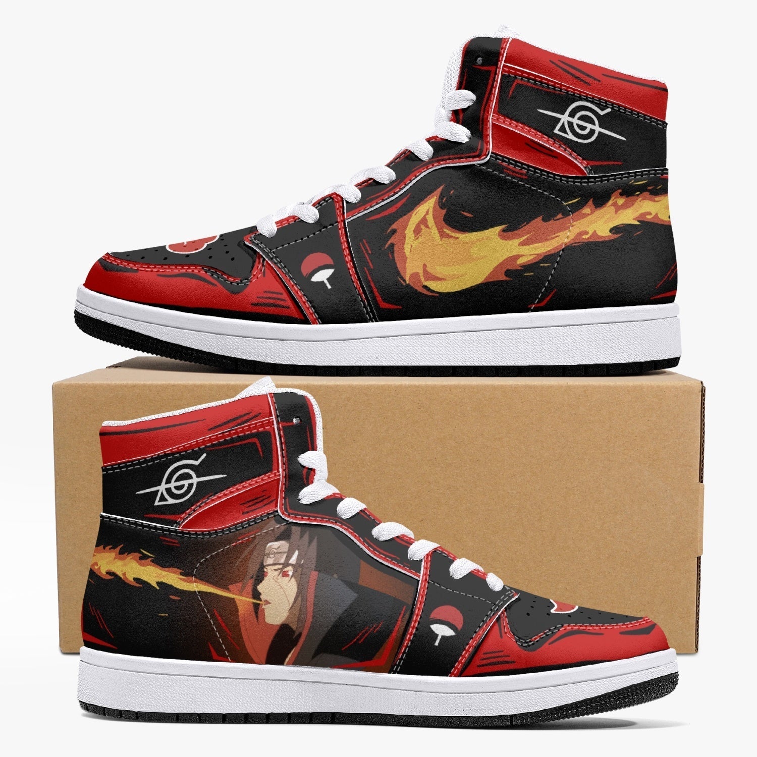 Itachi Uchiha Fireball Akatsuki Mid 1 Basketball Shoes