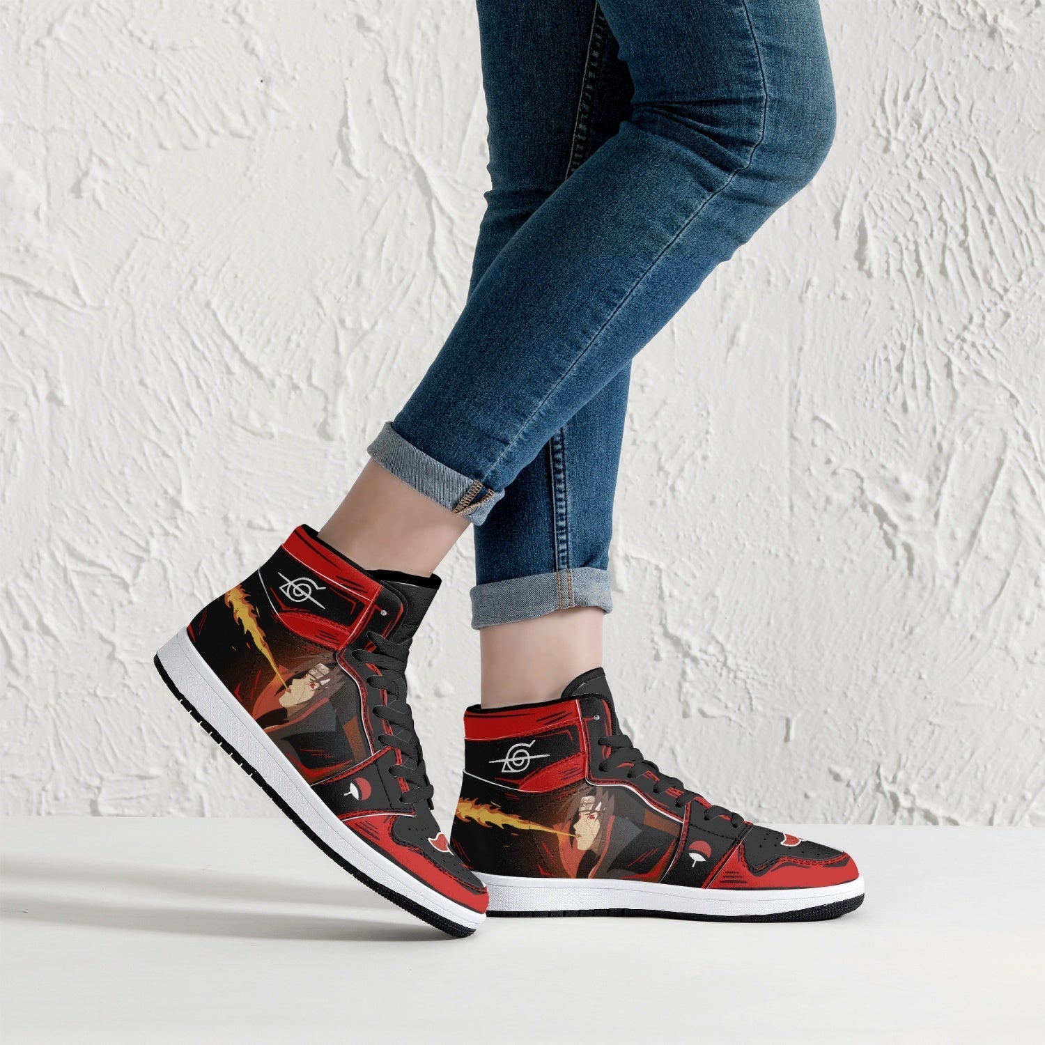 Itachi Uchiha Fireball Akatsuki Mid 1 Basketball Shoes