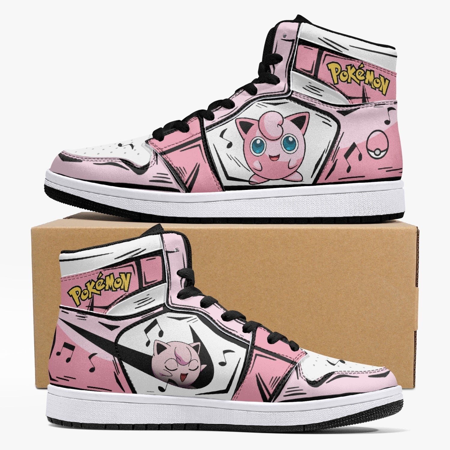 Jigglypuff Pokemon Mid 1 Basketball Shoes