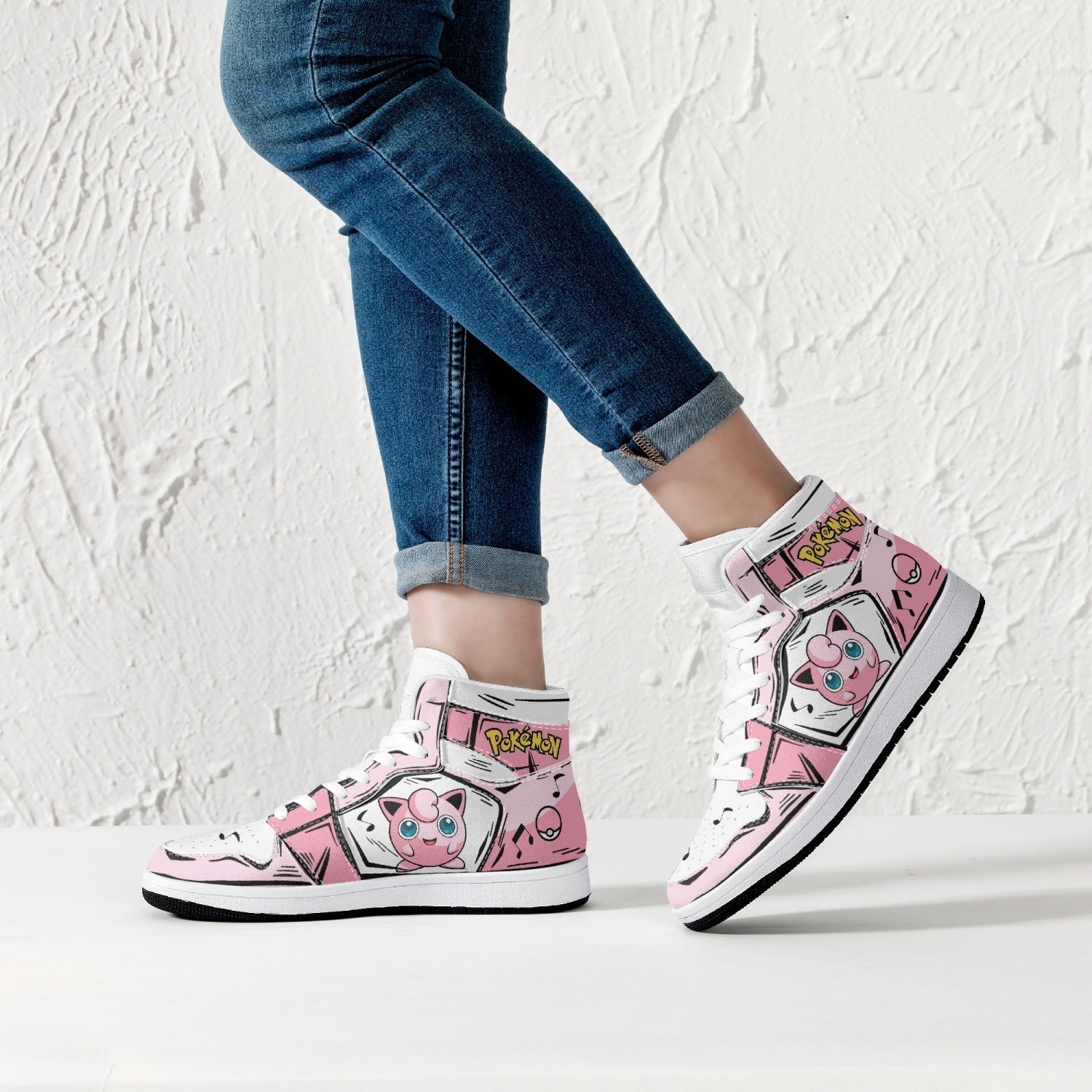 Jigglypuff Pokemon Mid 1 Basketball Shoes