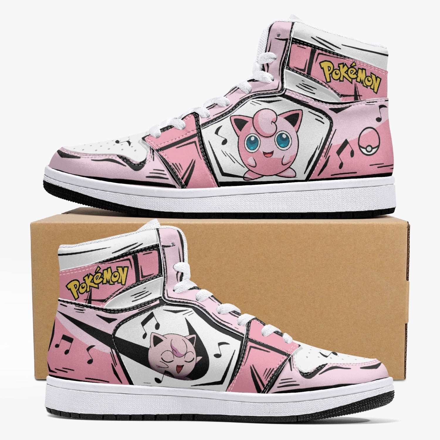 Jigglypuff Pokemon Mid 1 Basketball Shoes