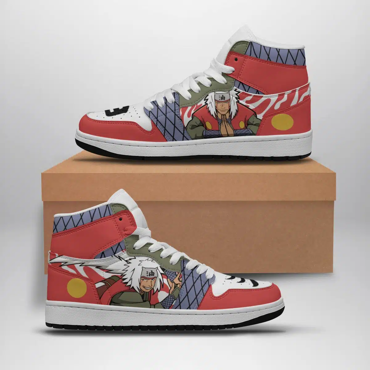 Jiraiya Shippuden Anime-Inspired Basketball Shoes for Fans - Shonen Mid 1 Style