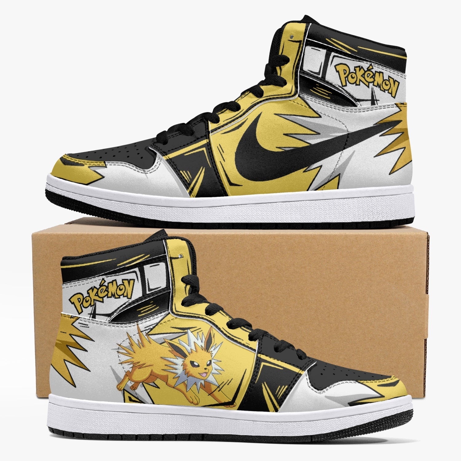 Jolteon Pokemon Mid 1 Basketball Shoes