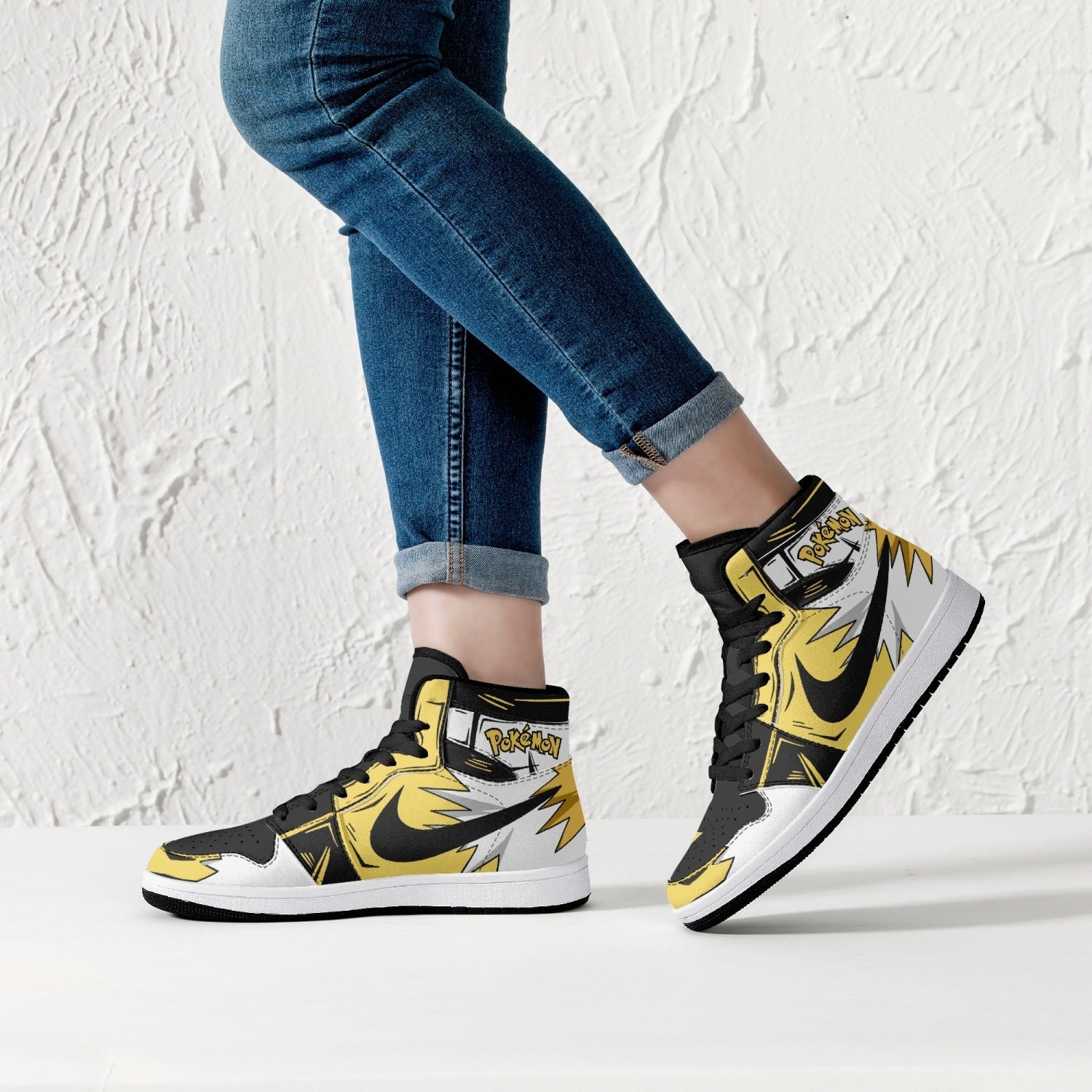 Jolteon Pokemon Mid 1 Basketball Shoes