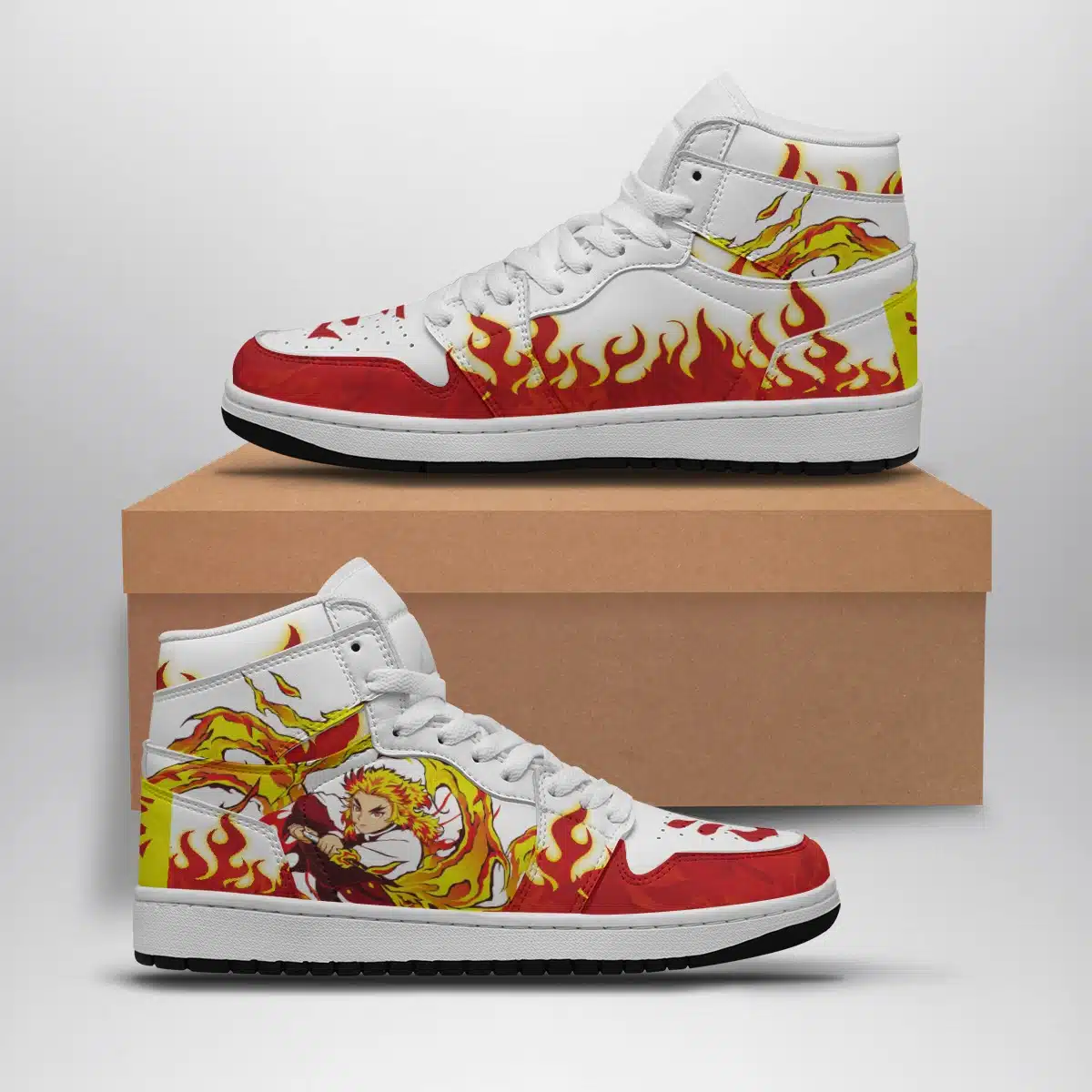 Kyojuro Rengoku Inspired Demon Slayer Shonen Mid 1 Basketball Shoes for Anime Fans