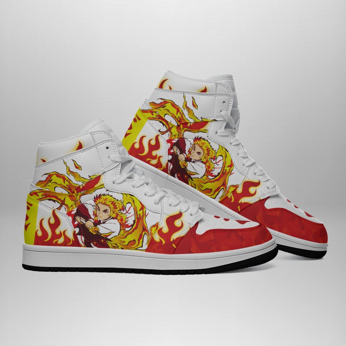 Kyojuro Rengoku Inspired Demon Slayer Shonen Mid 1 Basketball Shoes for Anime Fans