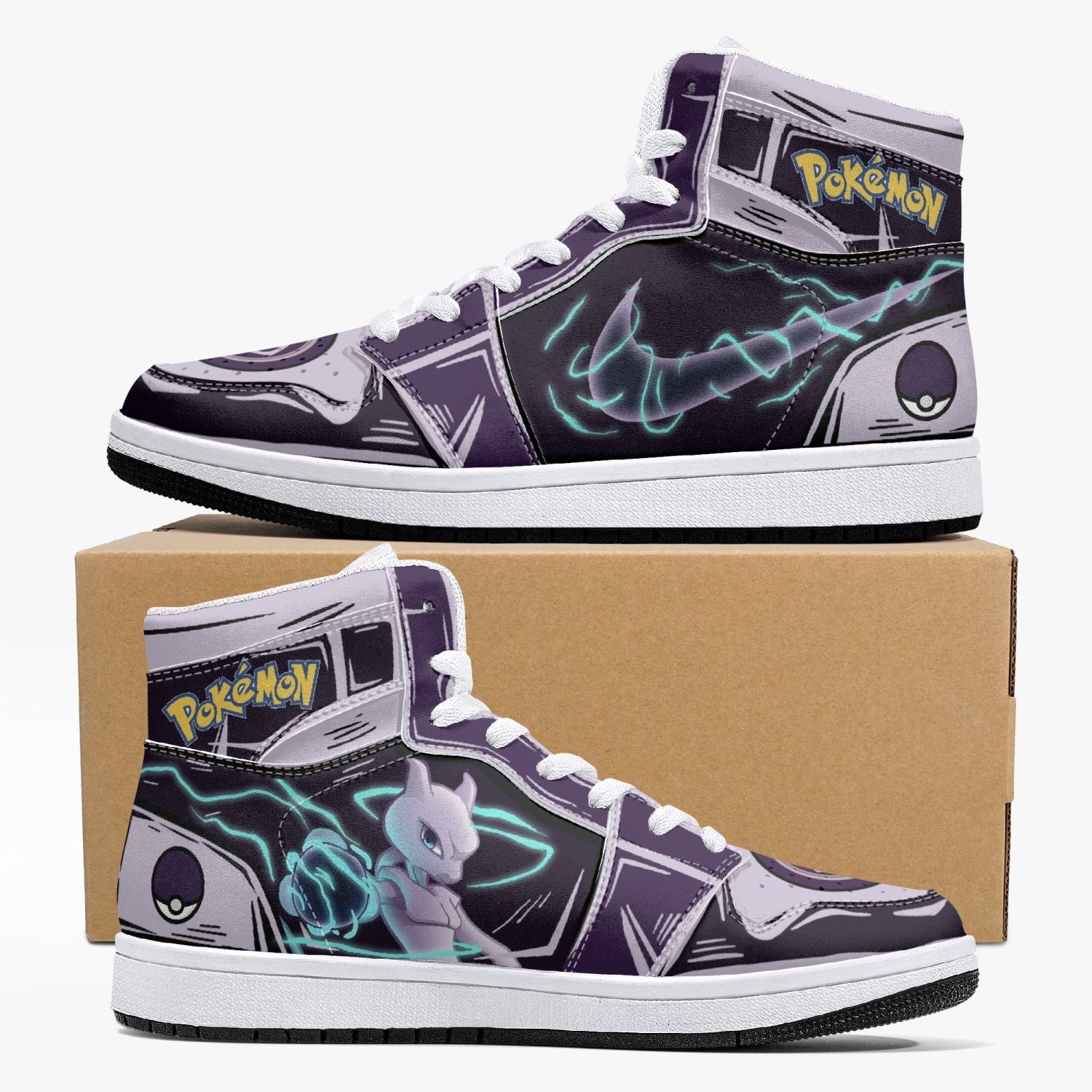 Mewtwo Pokemon Mid 1 Basketball Shoes