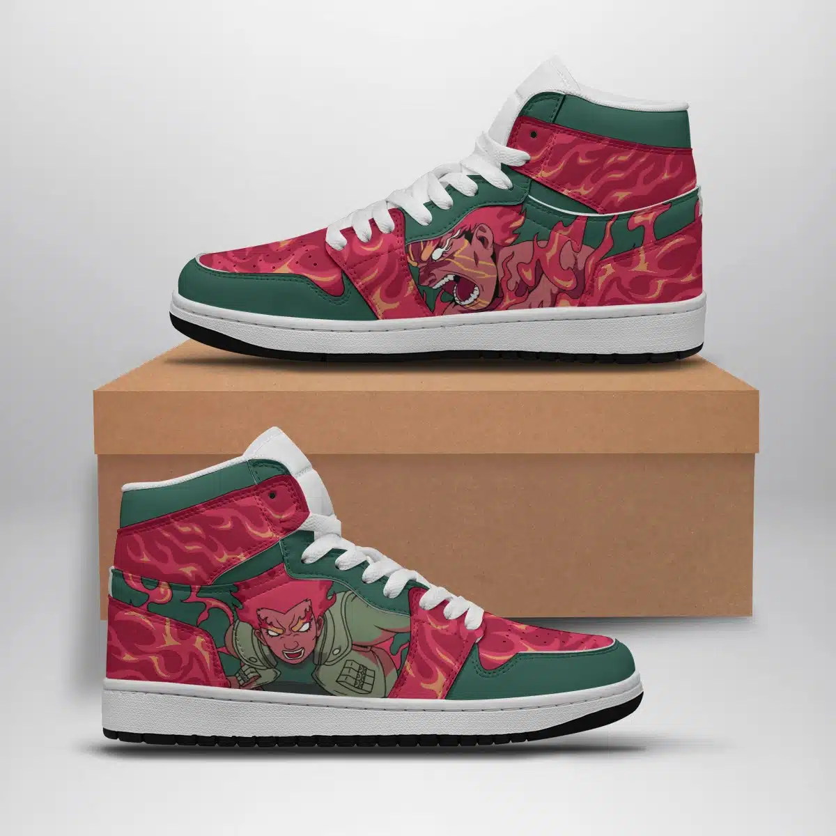 Might Guy 8th Gate Shippuden Shonen Mid Top Basketball Shoes for Anime Fans