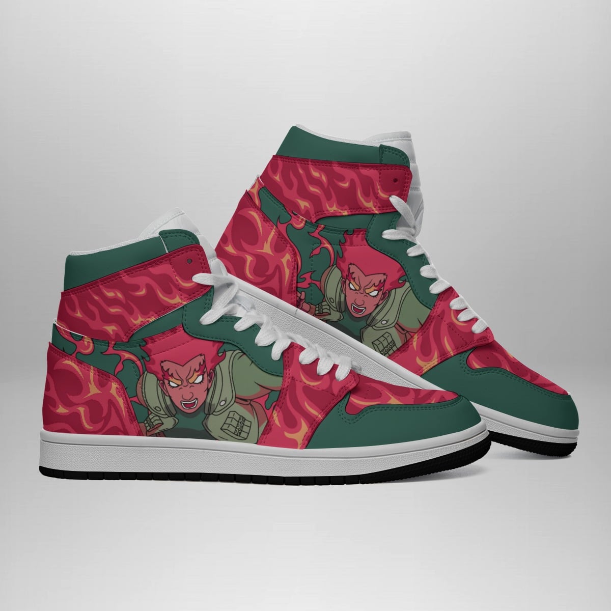 Might Guy 8th Gate Shippuden Shonen Mid Top Basketball Shoes for Anime Fans