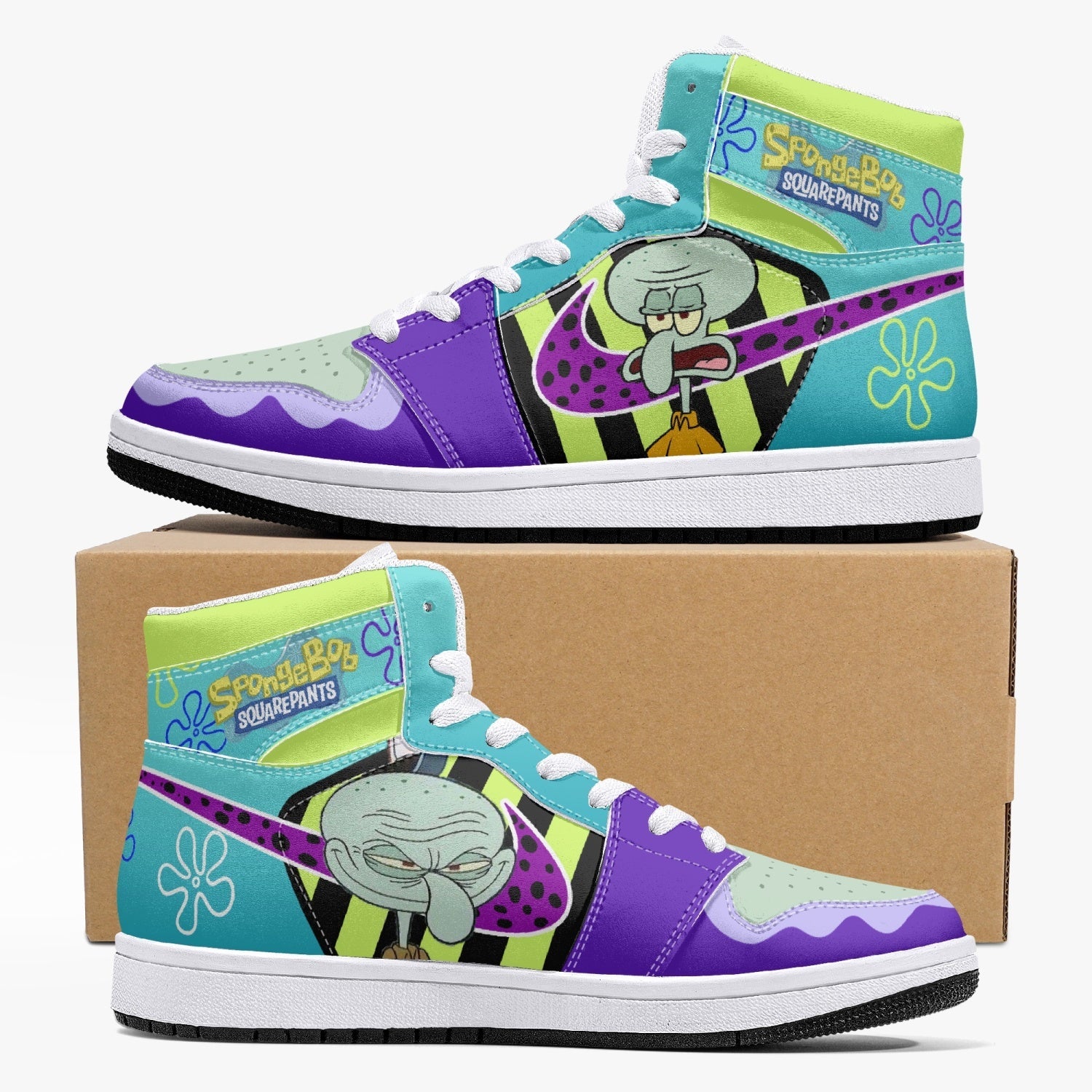 Mr. Squidward Q Tentacles SpongeBob Mid 1 Basketball Shoes