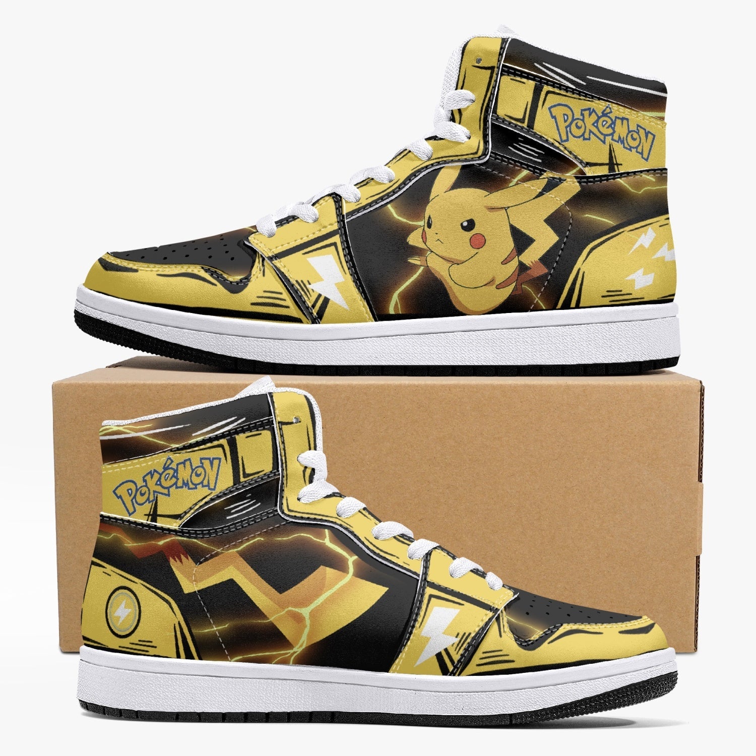 Pikachu Pokemon Mid 1 Basketball Shoes