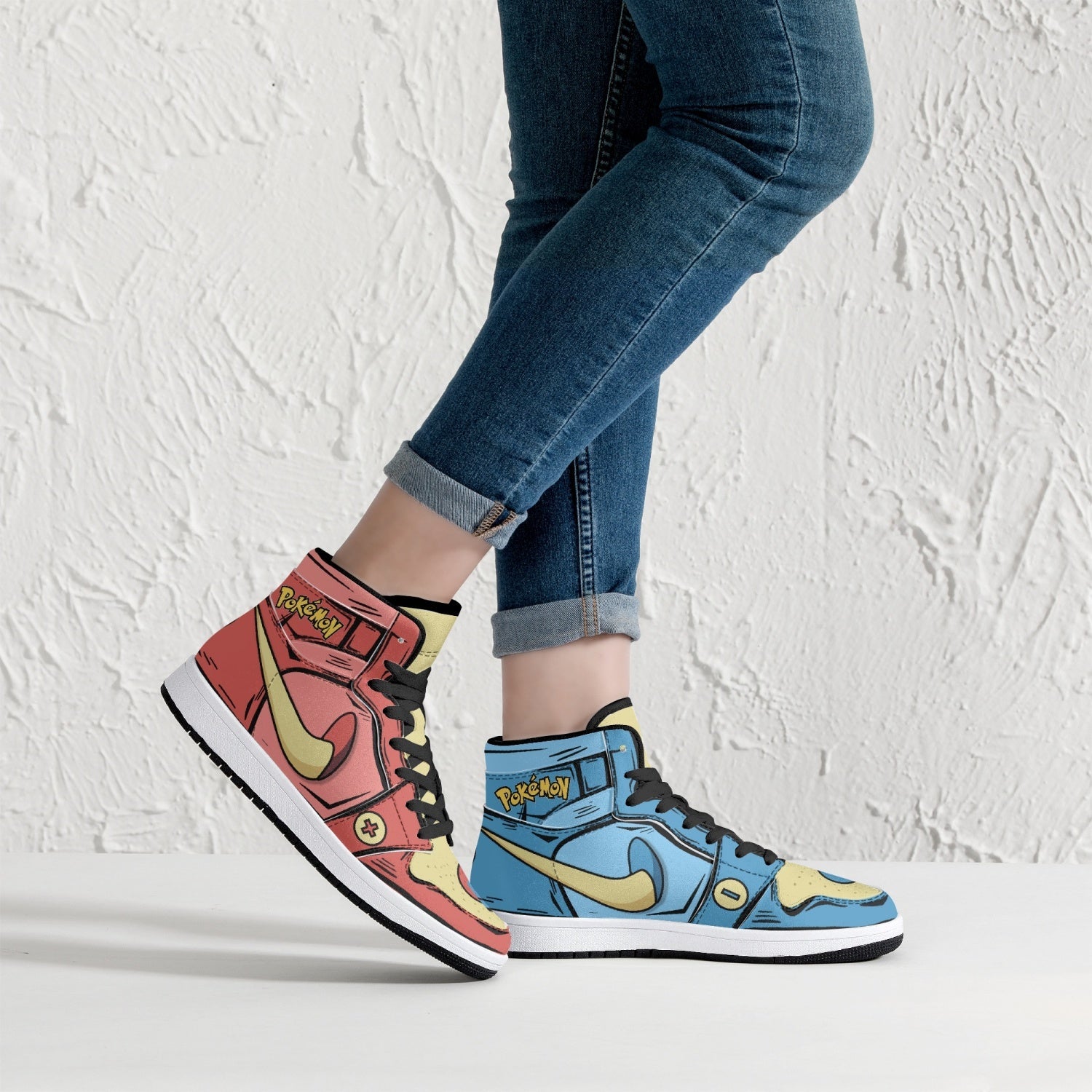 Plusle and Minun Pokemon Mid 1 Basketball Shoes