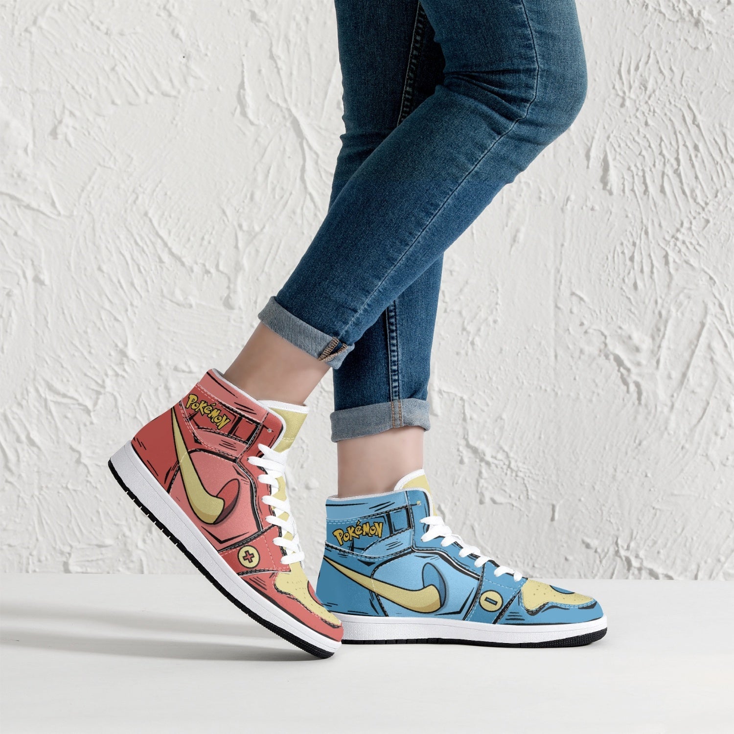 Plusle and Minun Pokemon Mid 1 Basketball Shoes