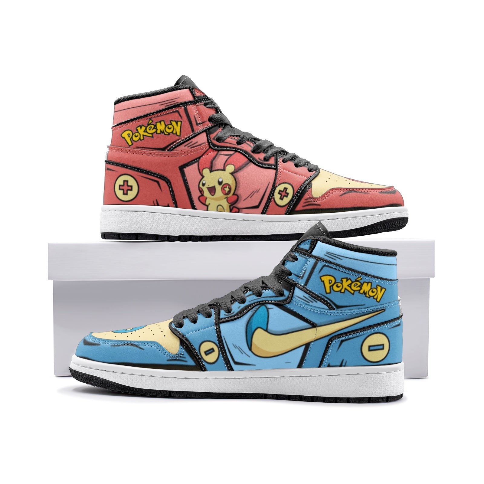 Plusle and Minun Pokemon V2 Mid 1 Basketball Shoes