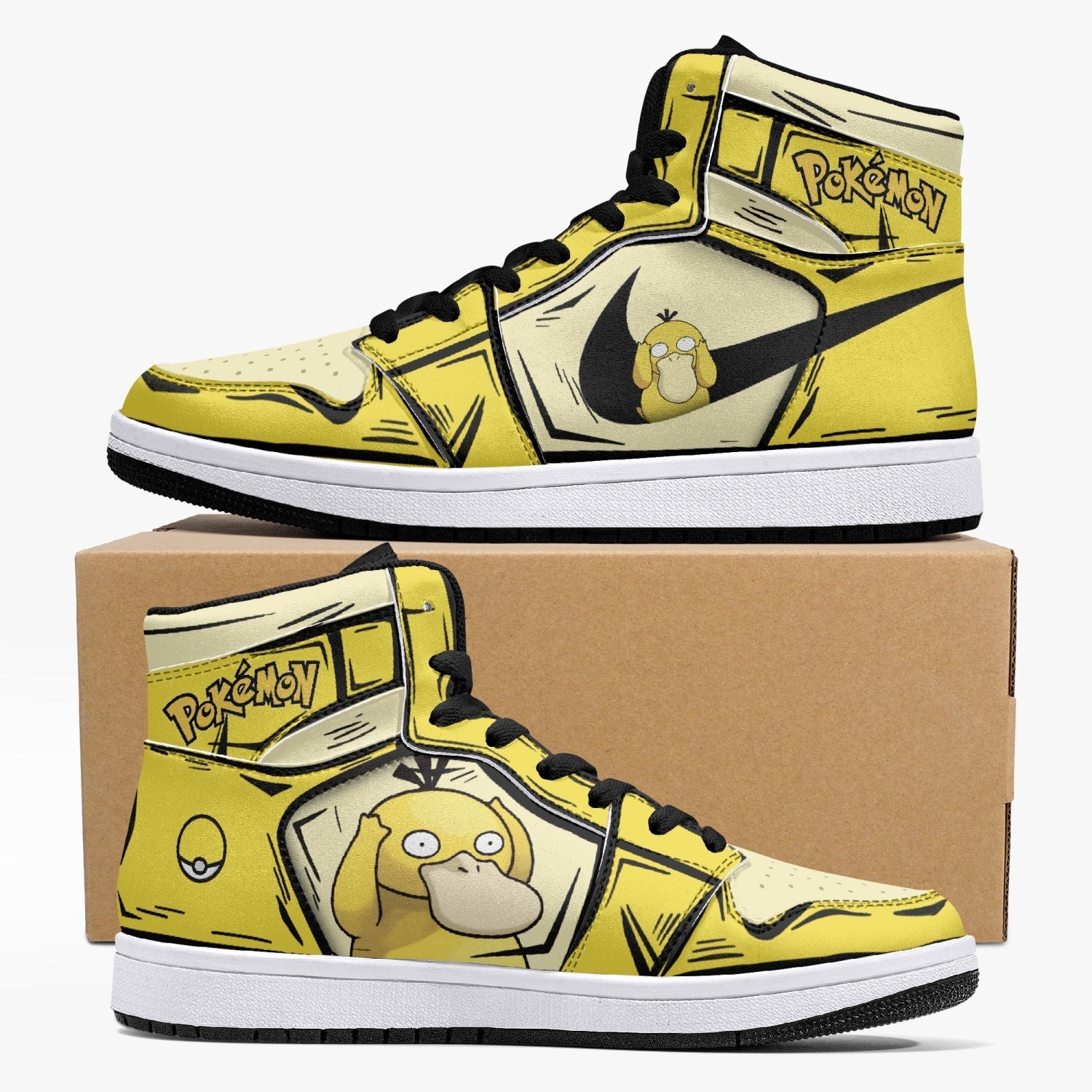Psyduck Pokemon Mid 1 Basketball Shoes