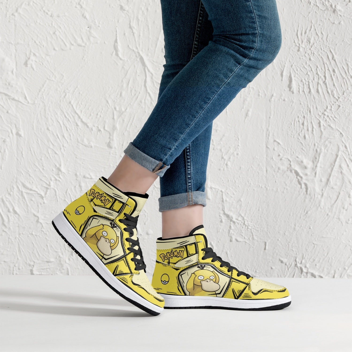 Psyduck Pokemon Mid 1 Basketball Shoes