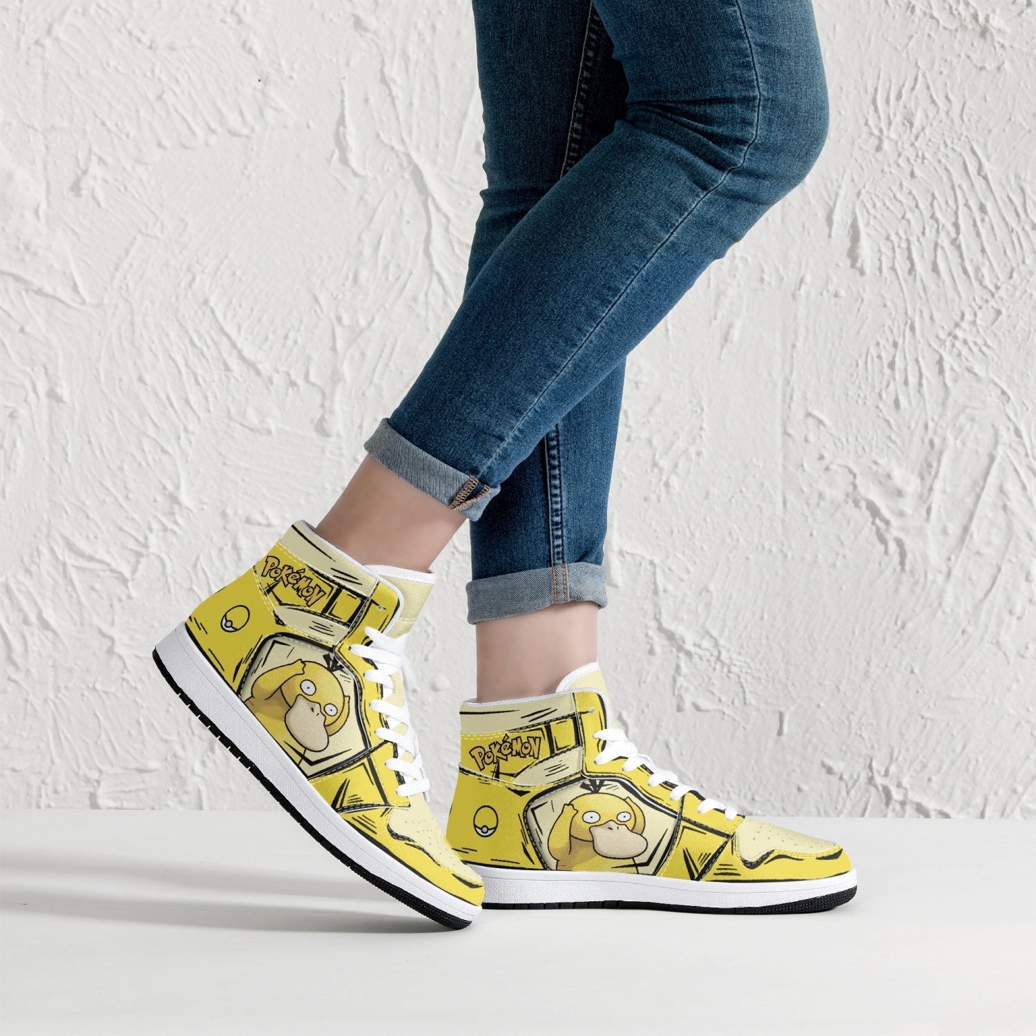 Psyduck Pokemon Mid 1 Basketball Shoes