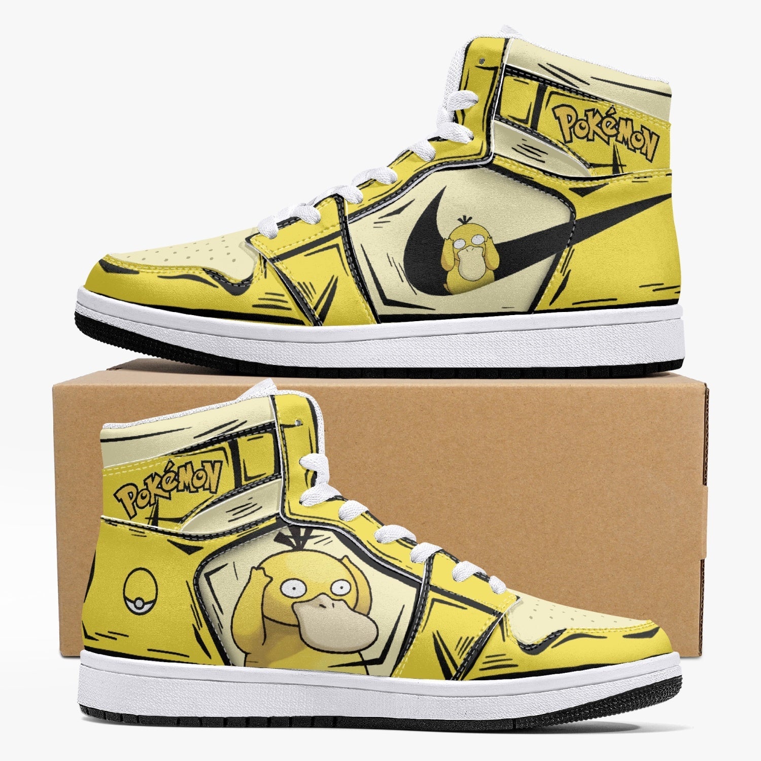 Psyduck Pokemon Mid 1 Basketball Shoes