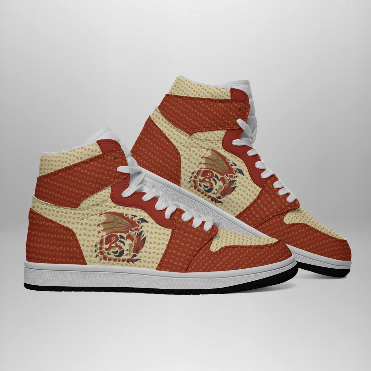 Rathalos Inspired Monster Hunter Shonen Mid 1 Basketball Shoes for Gaming Fans