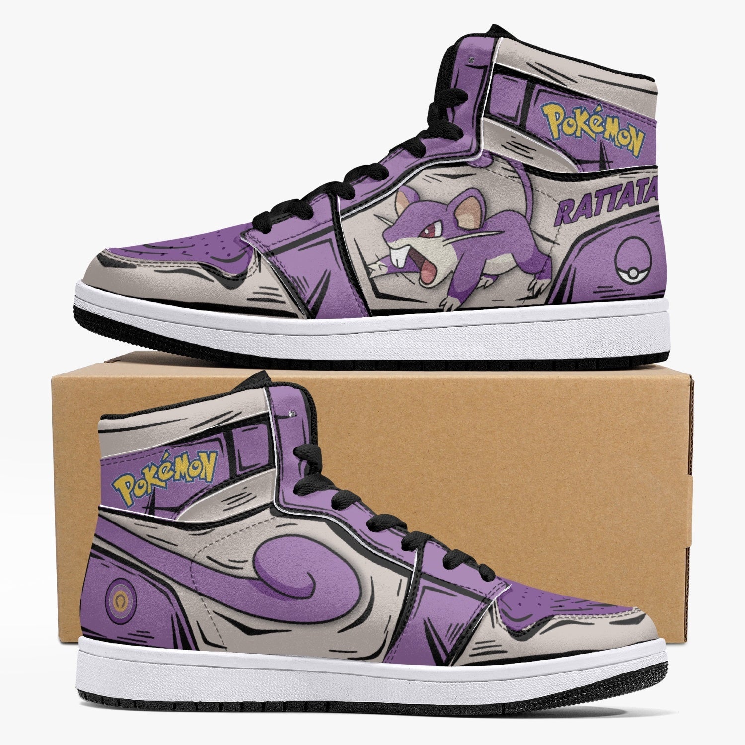 Rattata Pokemon Mid 1 Basketball Shoes