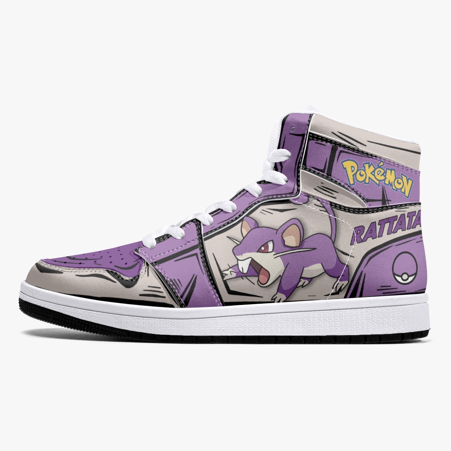 Rattata Pokemon Mid 1 Basketball Shoes