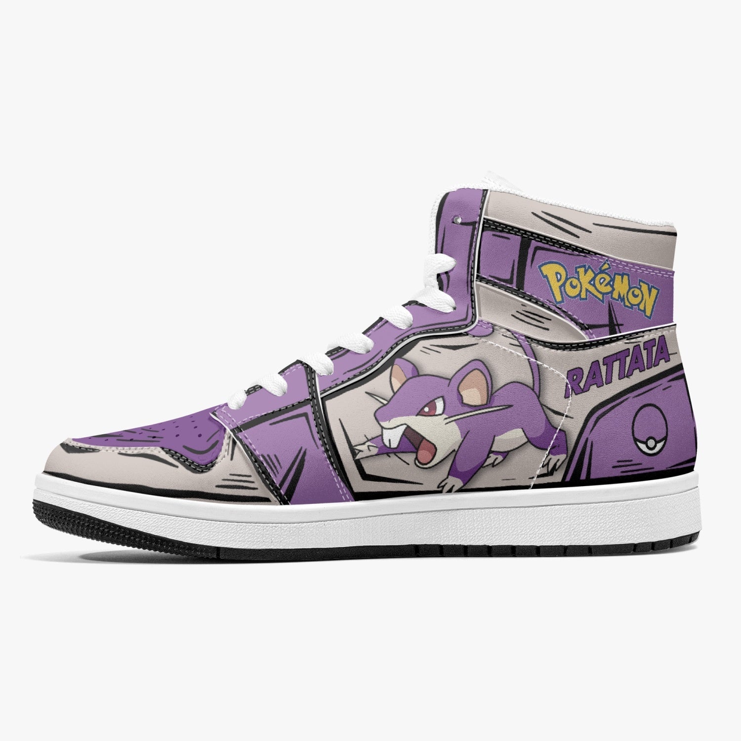 Rattata Pokemon Mid 1 Basketball Shoes