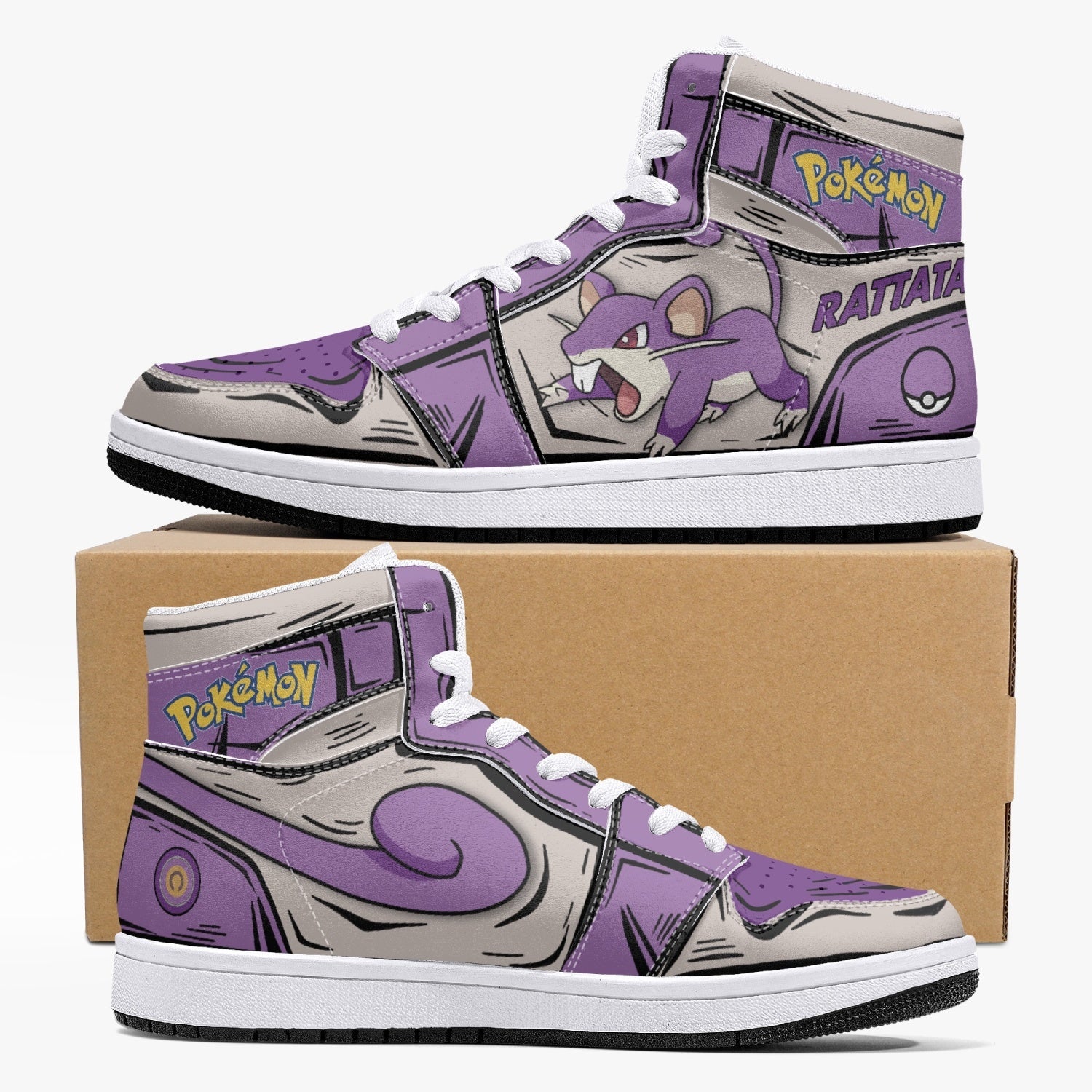 Rattata Pokemon Mid 1 Basketball Shoes