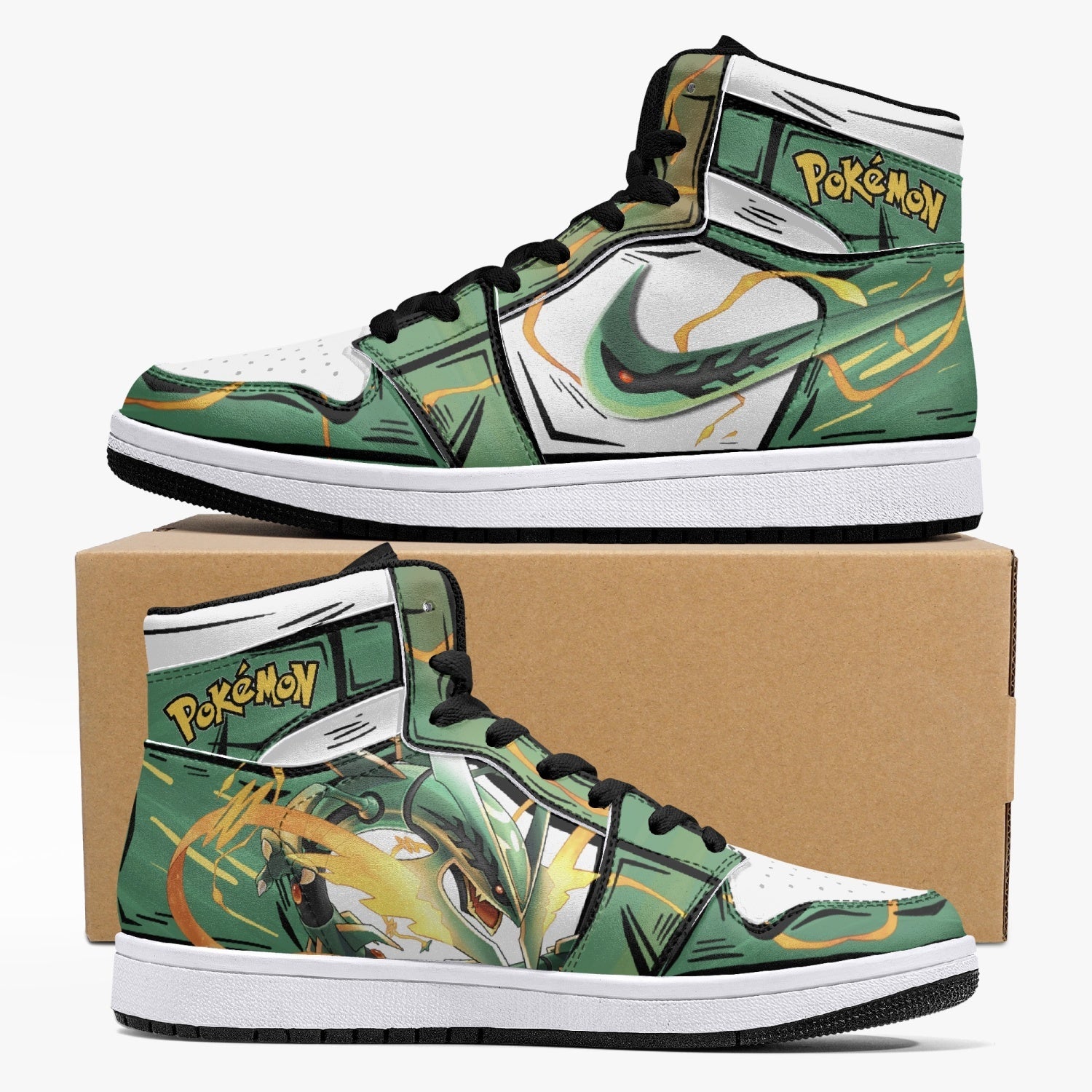 Rayquaza Pokemon Mid 1 Basketball Shoes