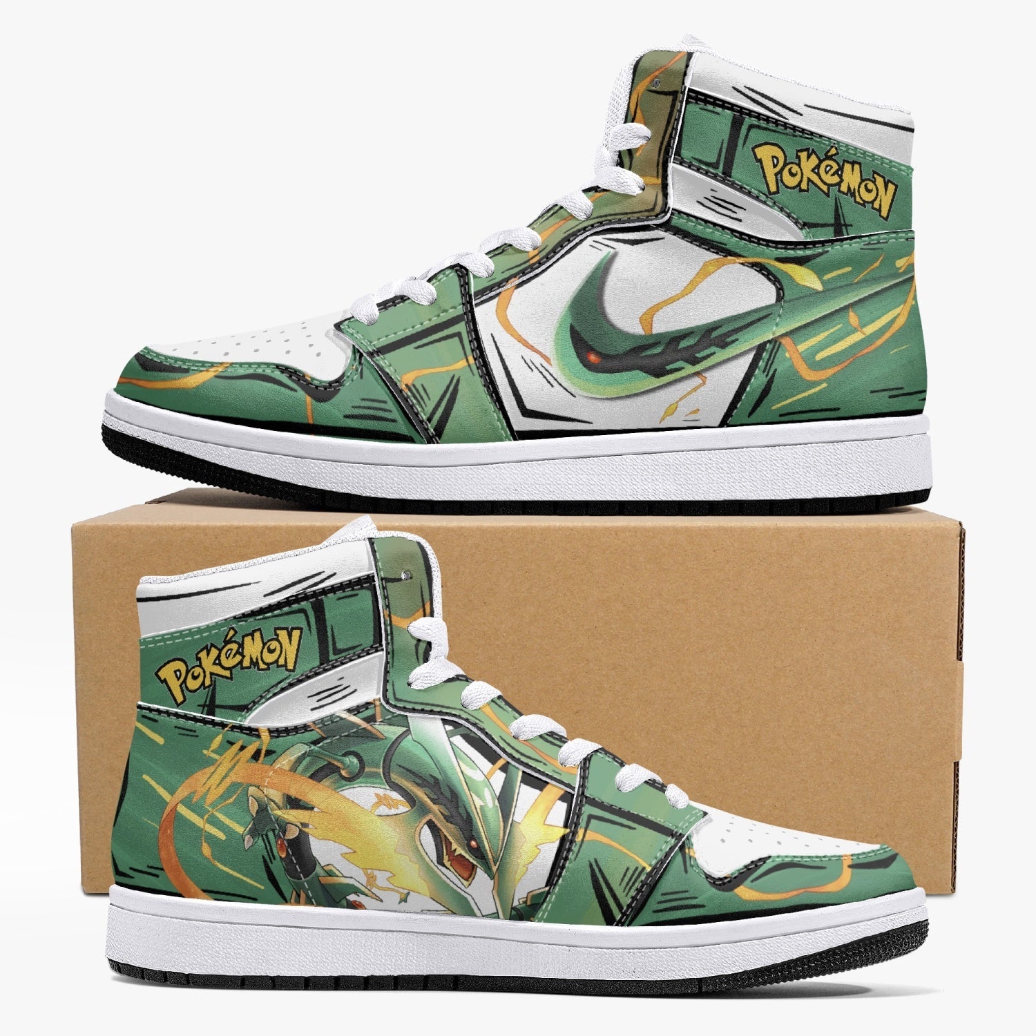 Rayquaza Pokemon Mid 1 Basketball Shoes