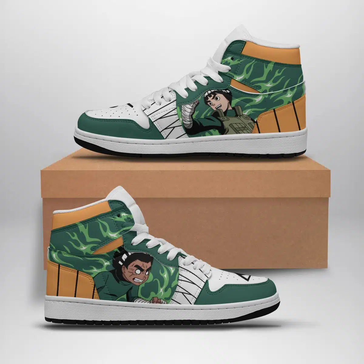 Rock Lee Shippuden Anime Sneakers - Mid 1 Basketball Shoes for Fans