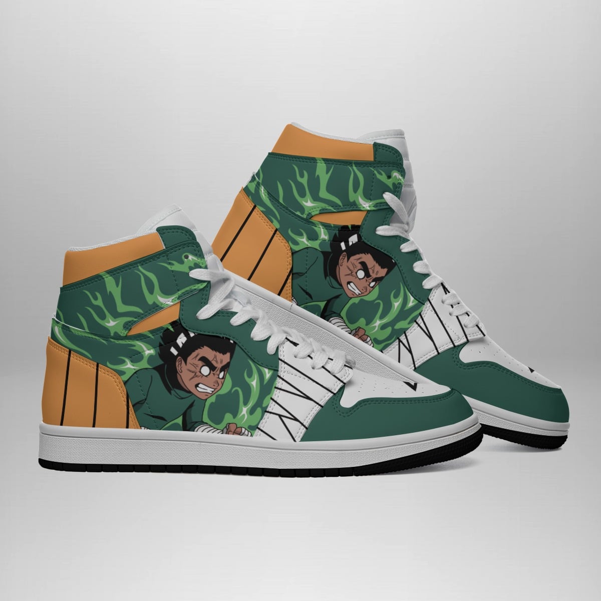 Rock Lee Shippuden Anime Sneakers - Mid 1 Basketball Shoes for Fans